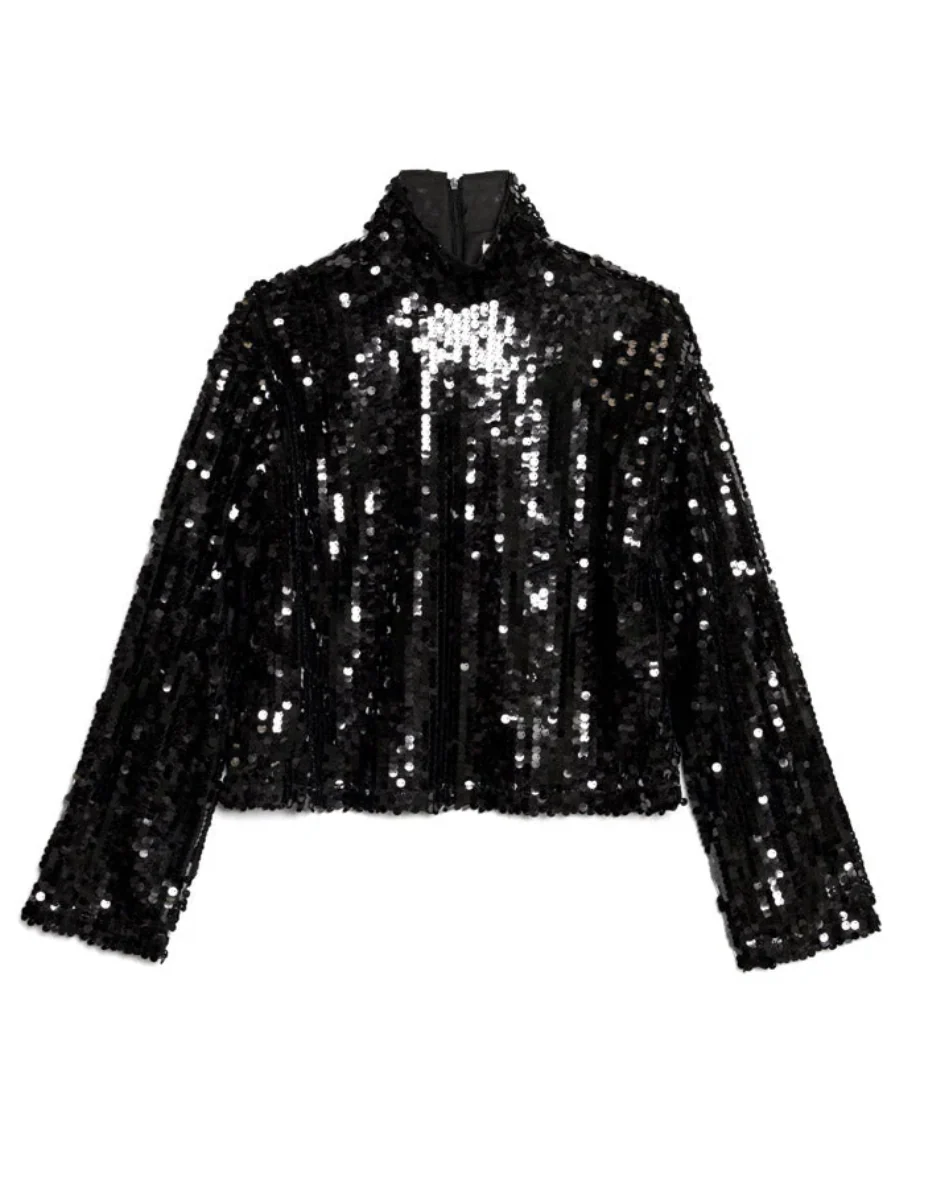 Ghospell Anita Sequin Top - Onyx - Image 3