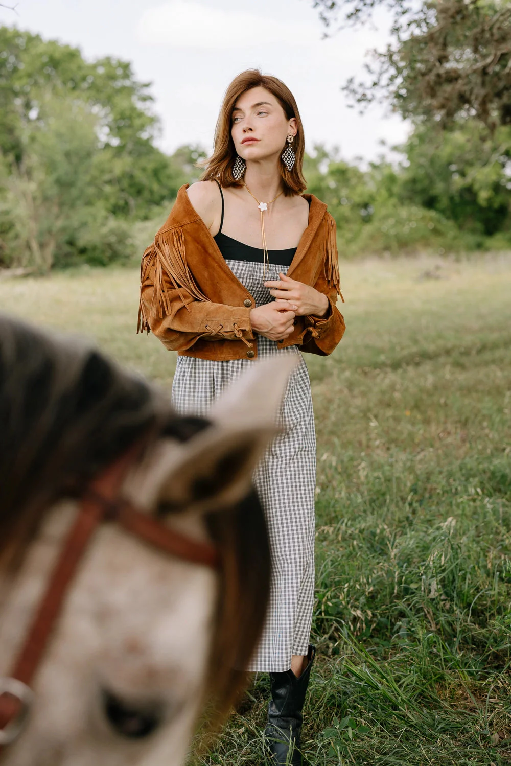 Noonday Collection Beaded Gingham Earrings - Image 3
