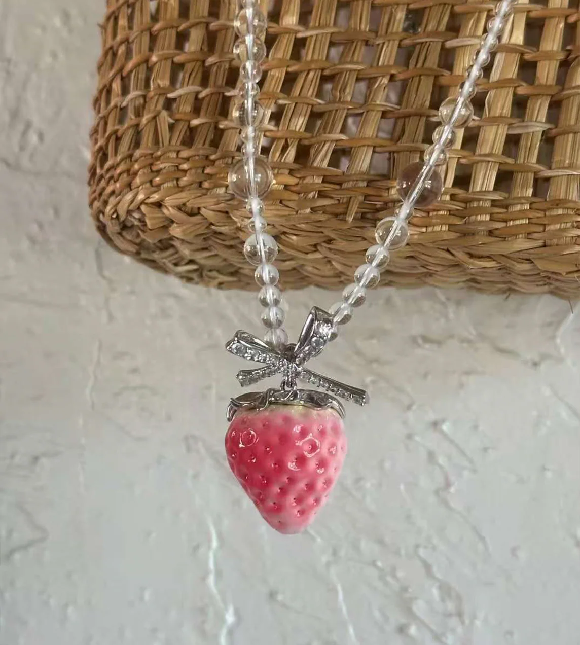 YVMIN Strawberry Bowknot Crystal Necklace - Image 5