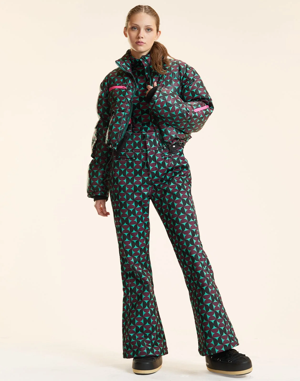 Cynthia Rowley Art Nouveau Ski Pants - Burgundy - Image 2