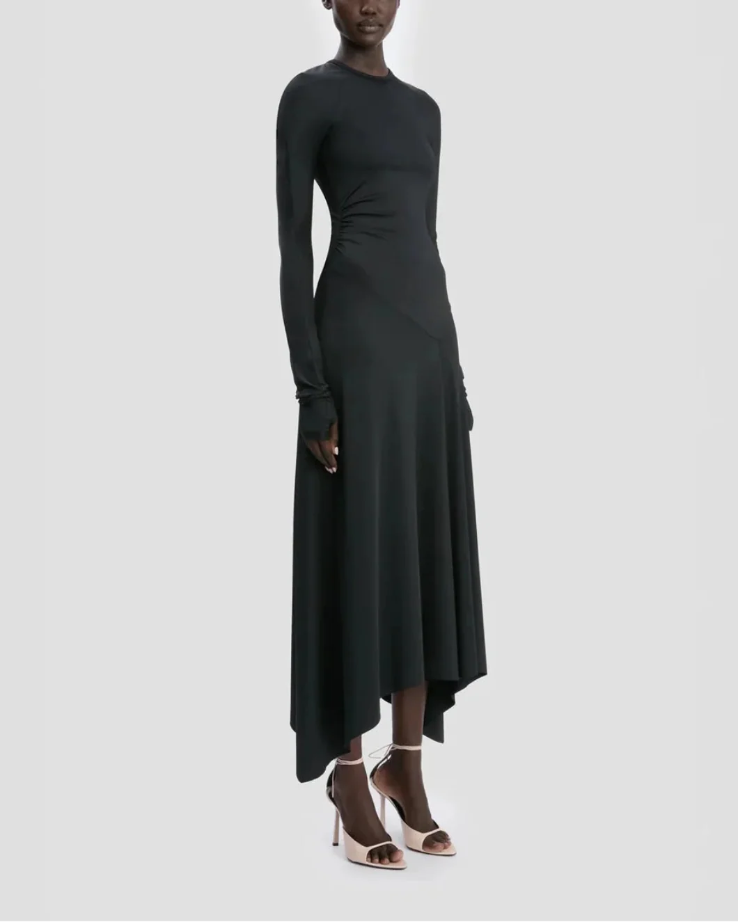 Victoria Beckham Long Sleeve Midi Dress - Black - Image 3