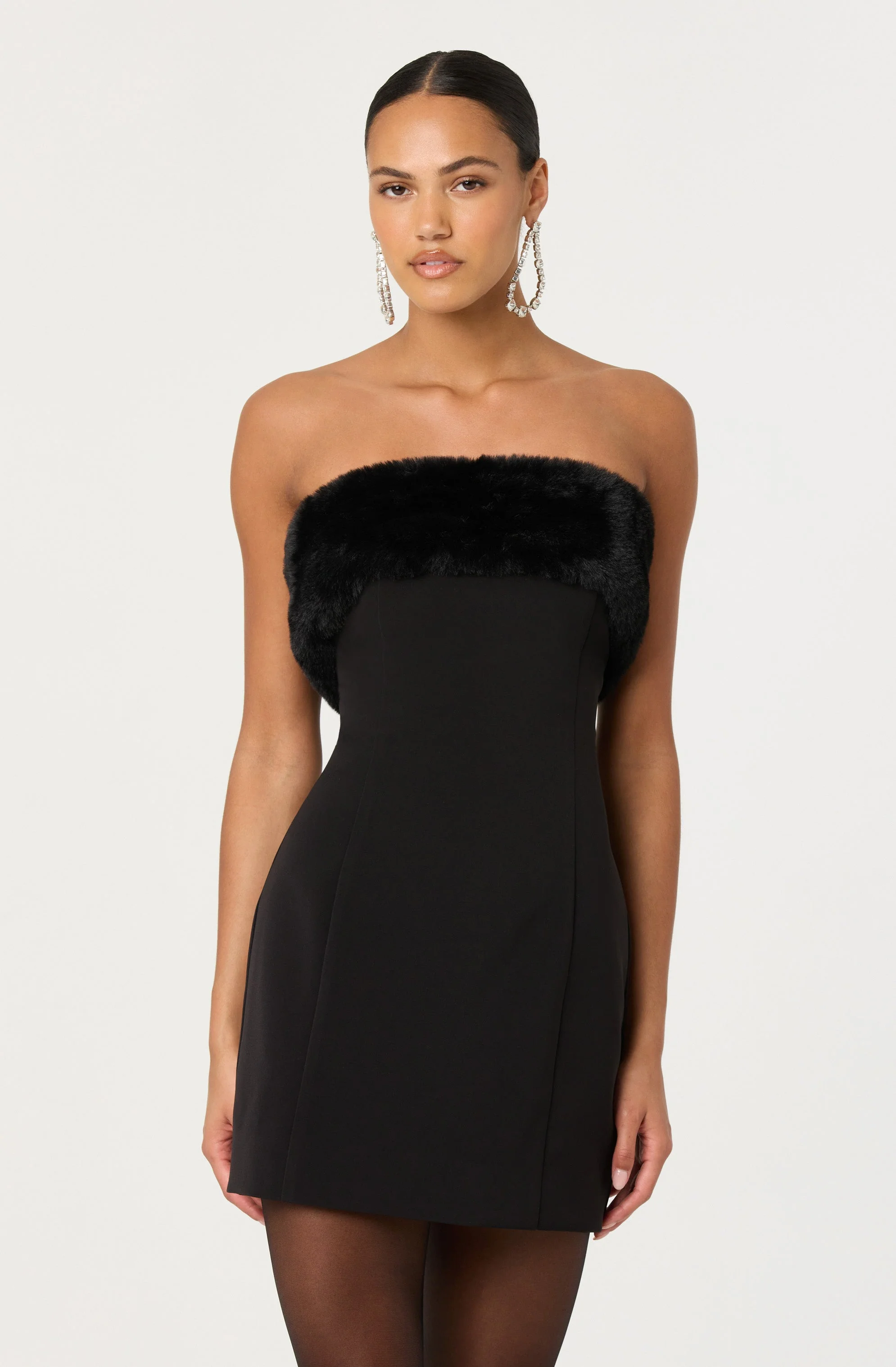 ASTR The Label Amya Strapless Faux Fur Dress - Image 6