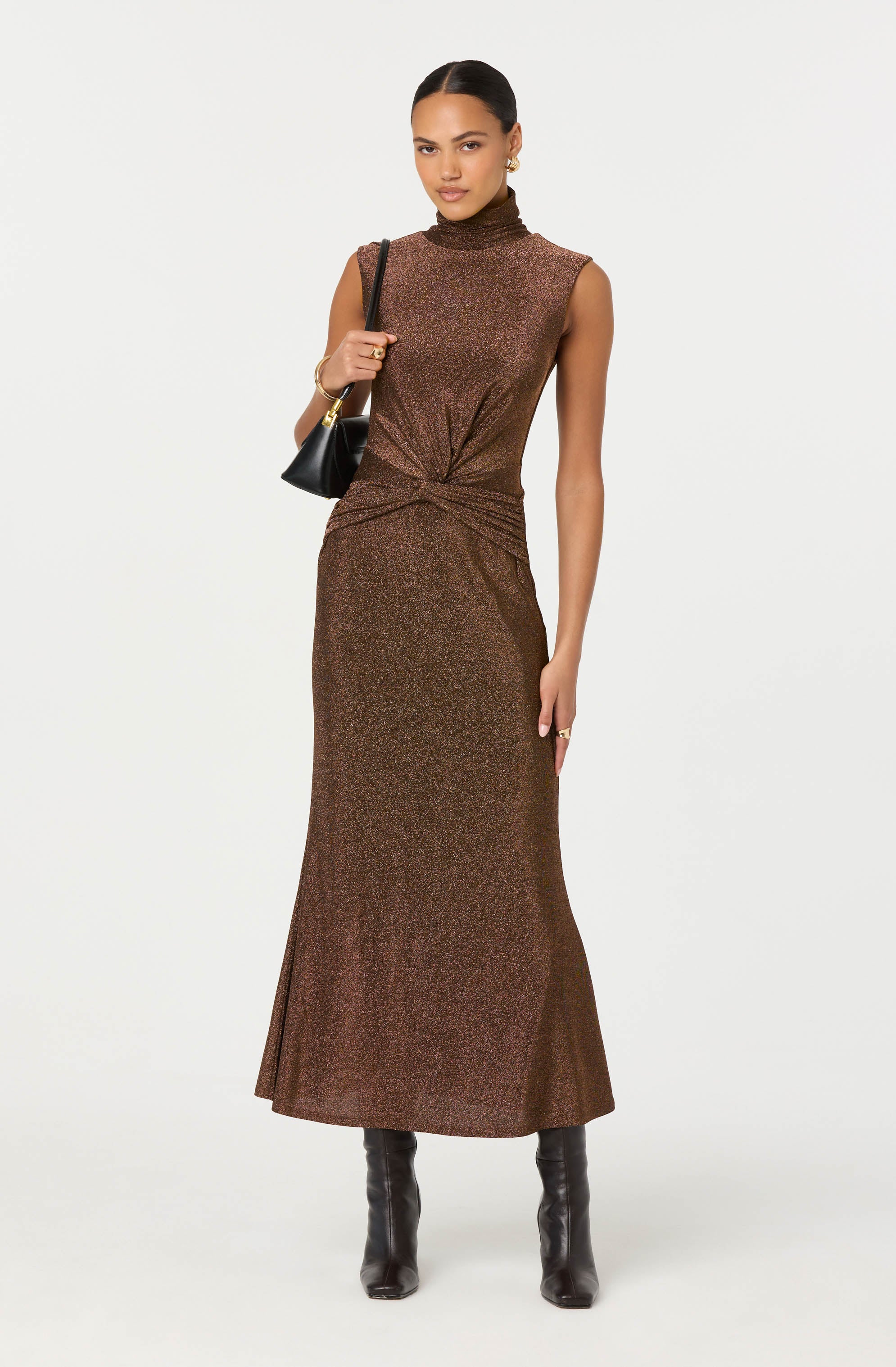 ASTR The Label Riana Metallic Twist Front Maxi Dress - Image 3
