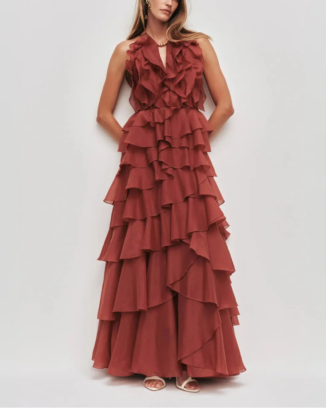 Aje Cleo Gown - Rust - Image 2