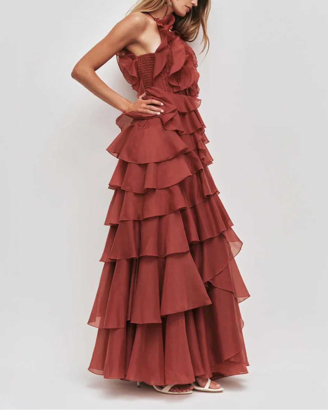 Aje Cleo Gown - Rust - Image 3