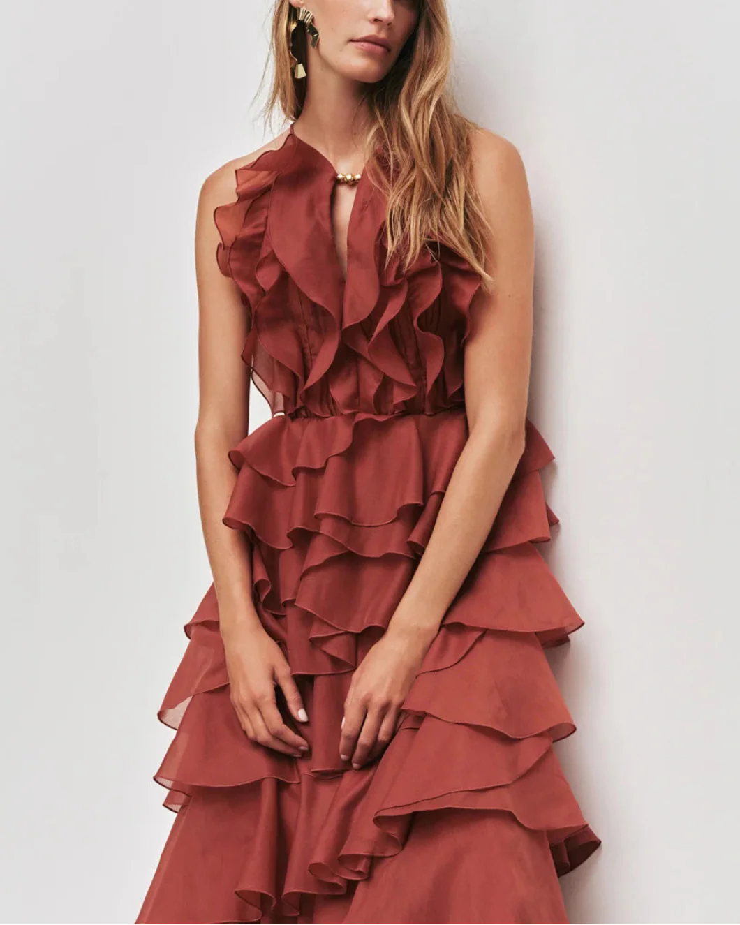 Aje Cleo Gown - Rust - Image 5