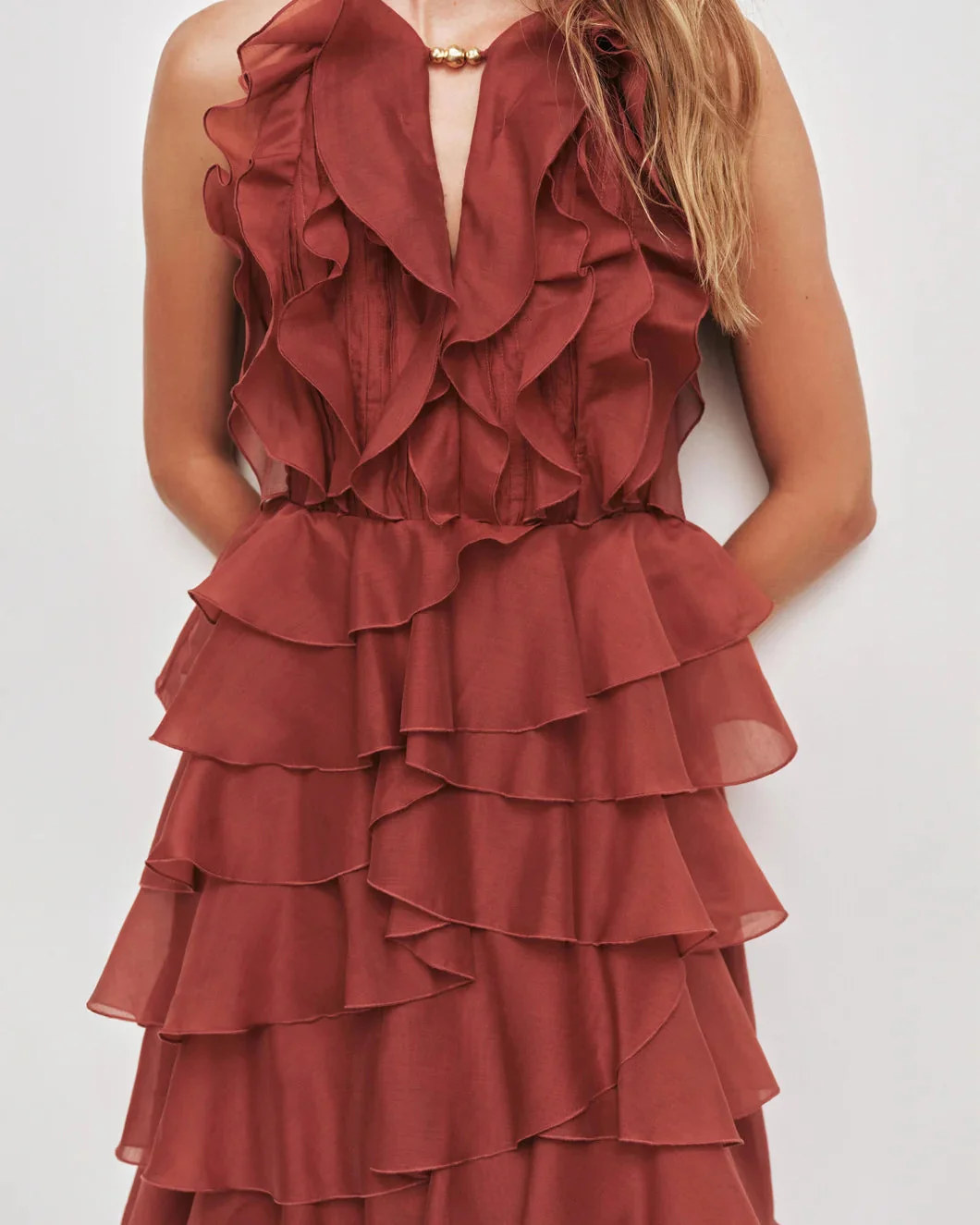 Aje Cleo Gown - Rust - Image 6