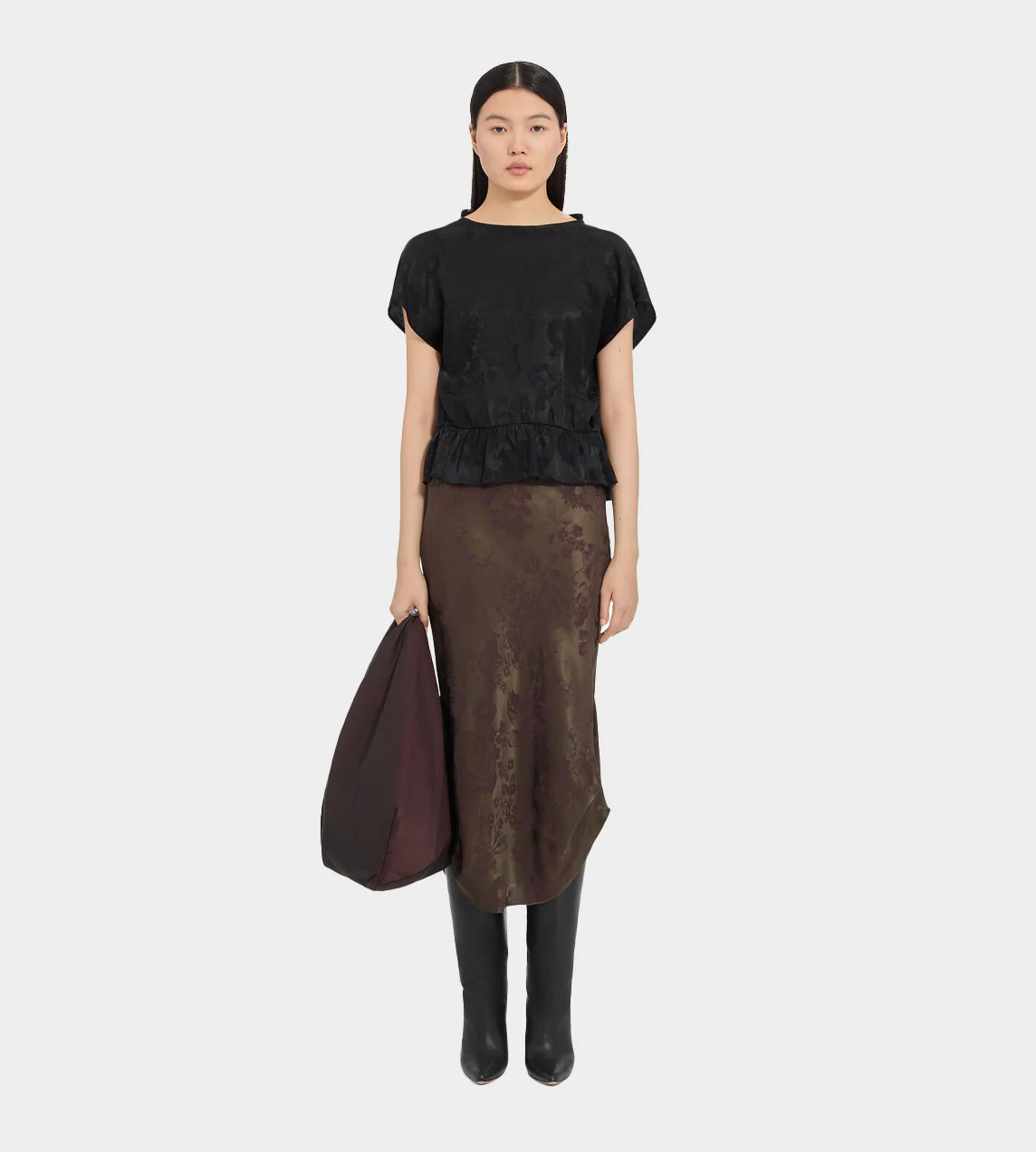 MM6 Maison Margiela Jacquard Short-Sleeved Top - Black - Image 2