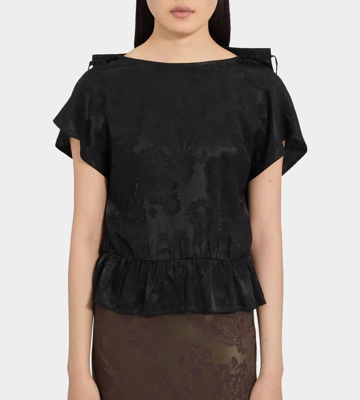 MM6 Maison Margiela Jacquard Short-Sleeved Top - Black - Image 3