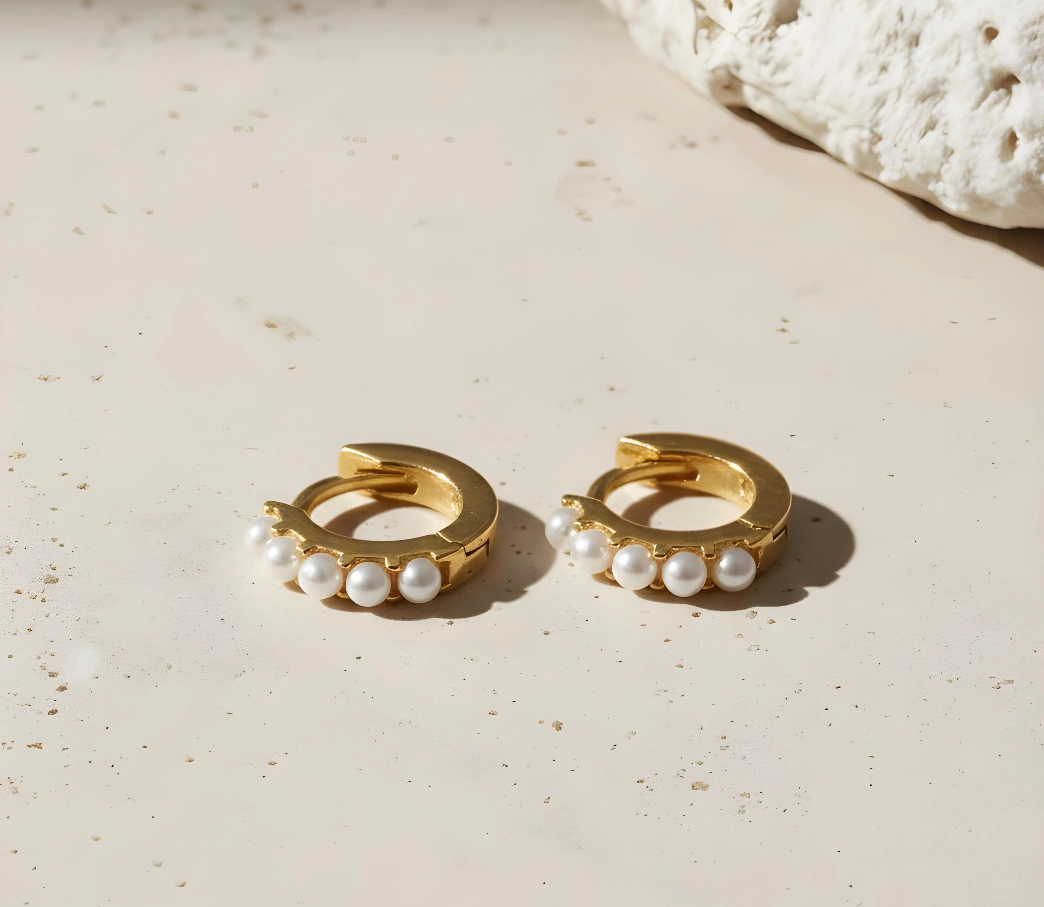 MATTER MATTERS Cluster Pearl Gold Hoops Earrings - Image 3