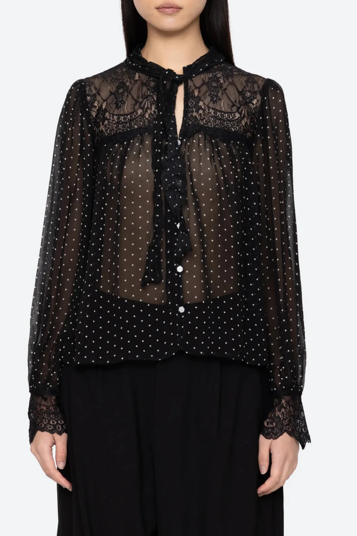 Sea NY Melody Polka Dot Top - Black - Image 2