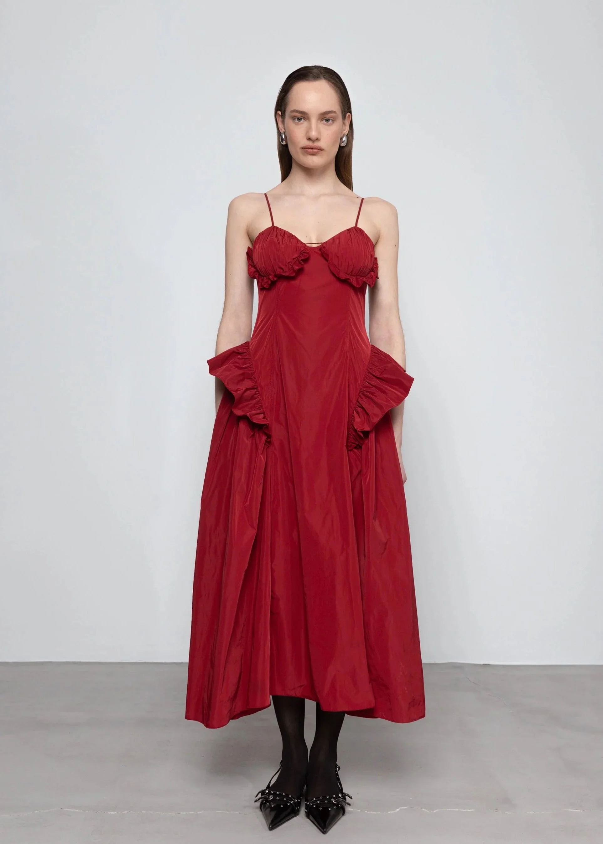 Esthé Taffeta Cut-out Slip Dress - Image 3