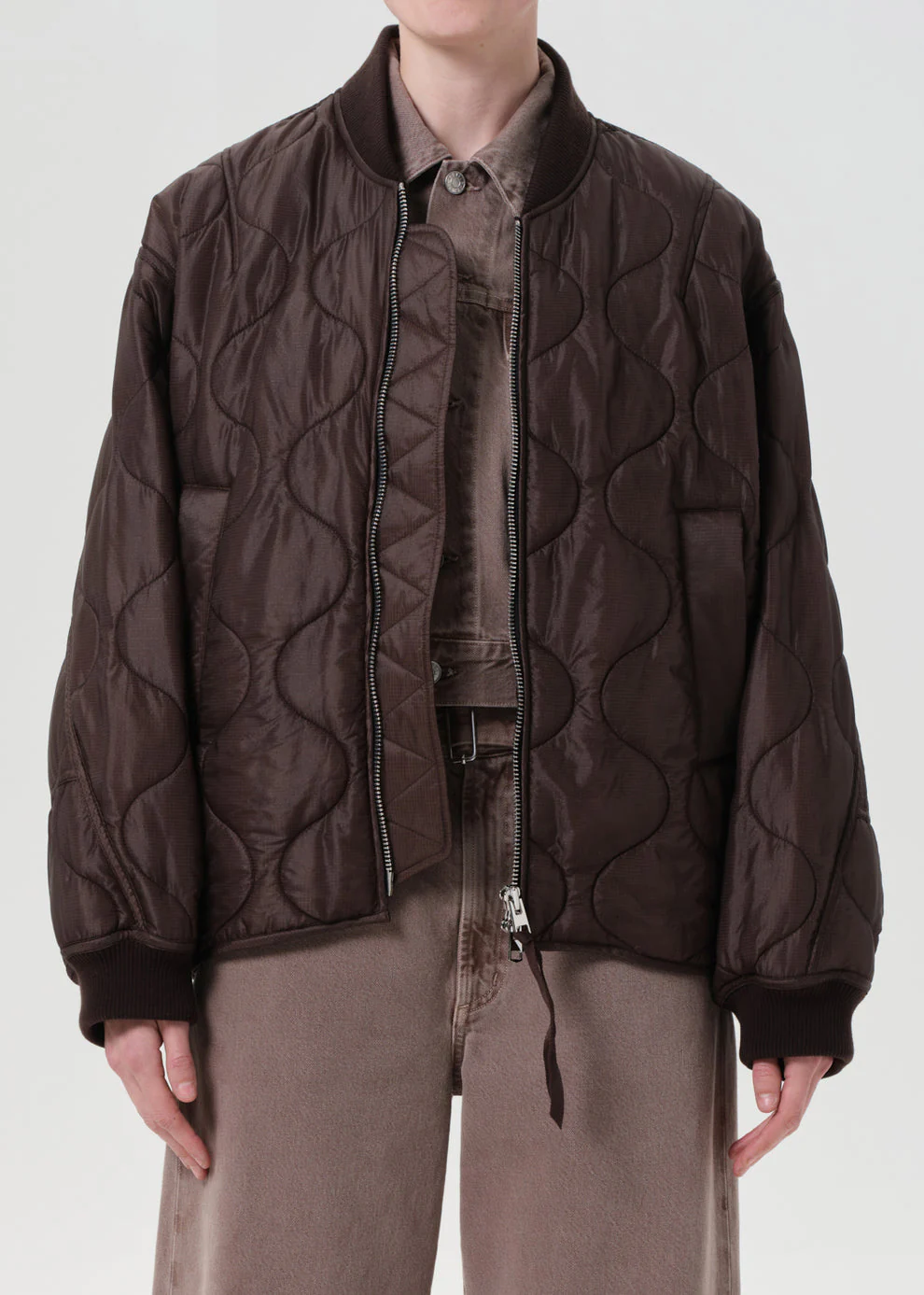 AGOLDE Isla Quilted Jacket - Bourbon