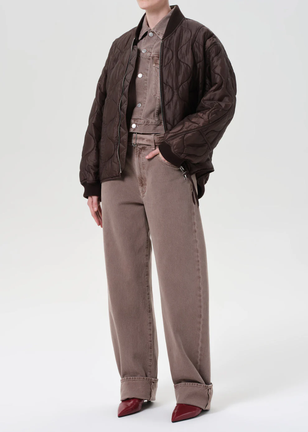 AGOLDE Isla Quilted Jacket - Bourbon - Image 5