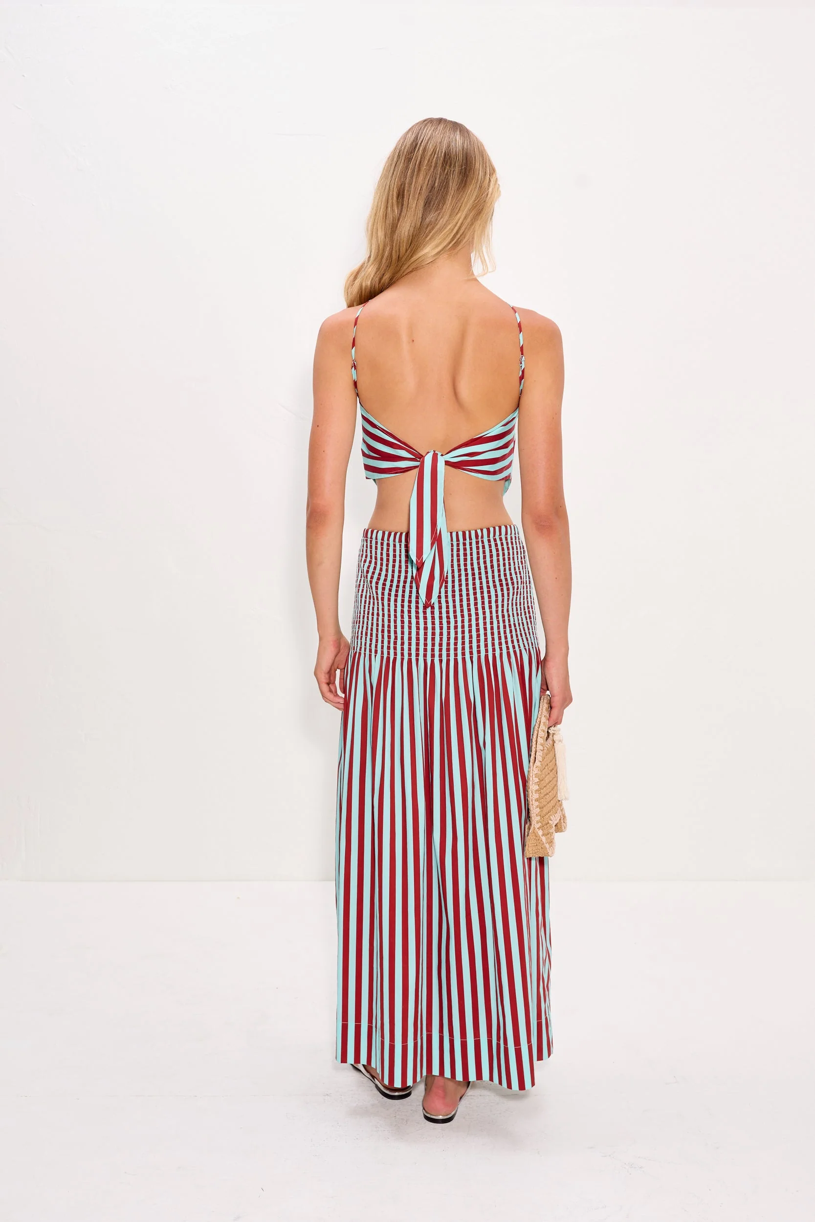 Simon Miller Flor Poplin Skirt - Salted Blue/Crimson - Image 5