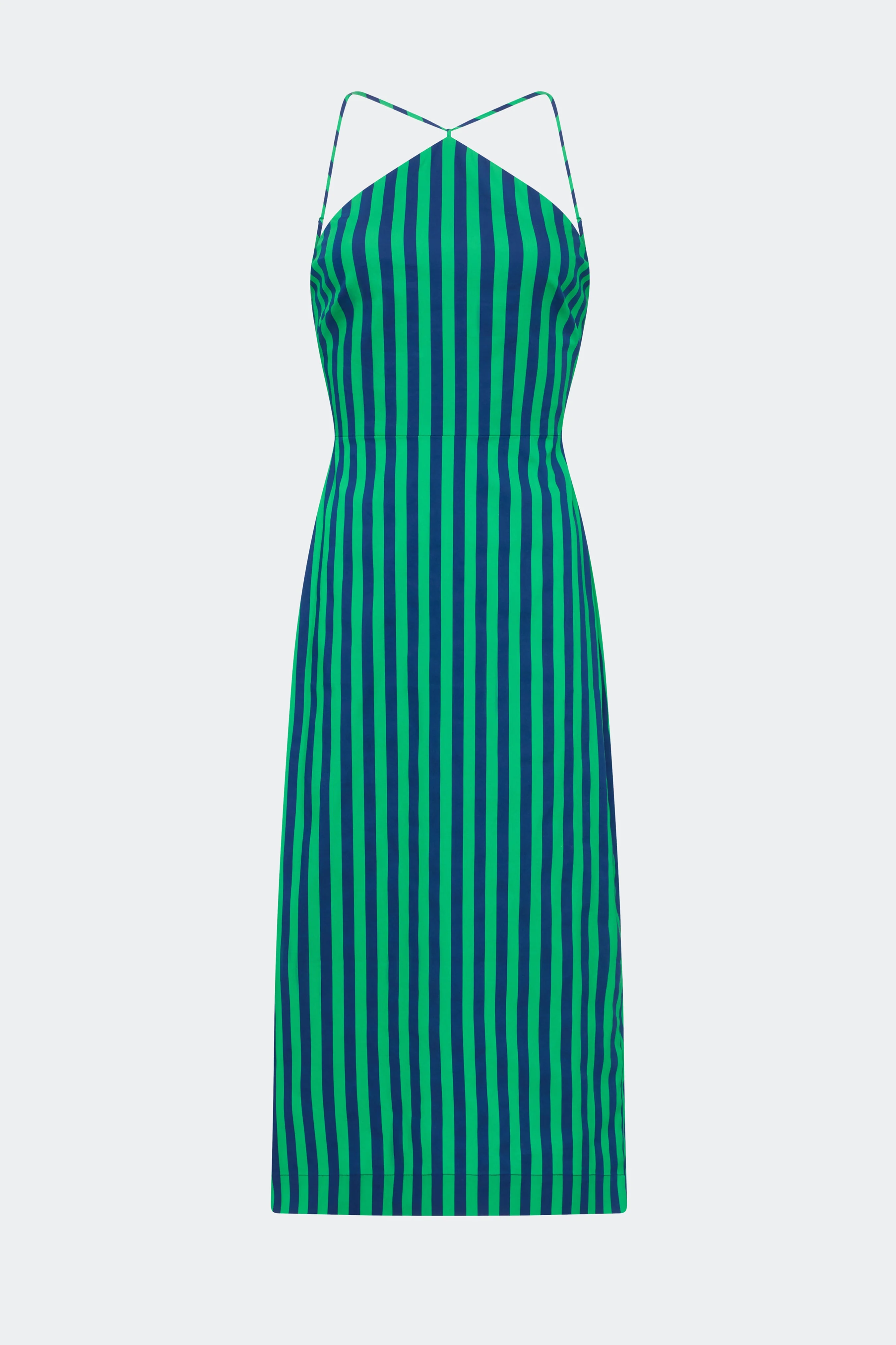 Simon Miller Kit Poplin Dress - Navy/Grass Green - Image 3