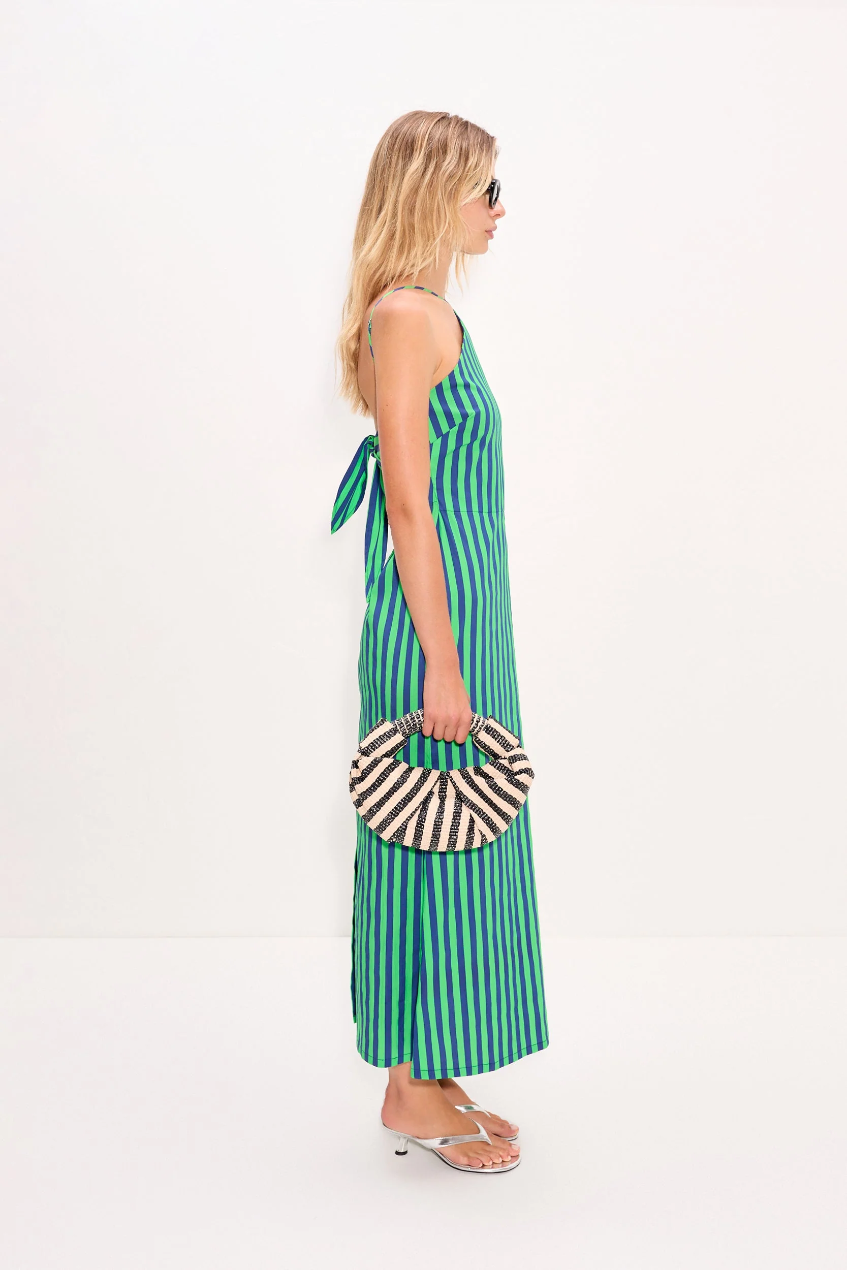 Simon Miller Kit Poplin Dress - Navy/Grass Green - Image 6