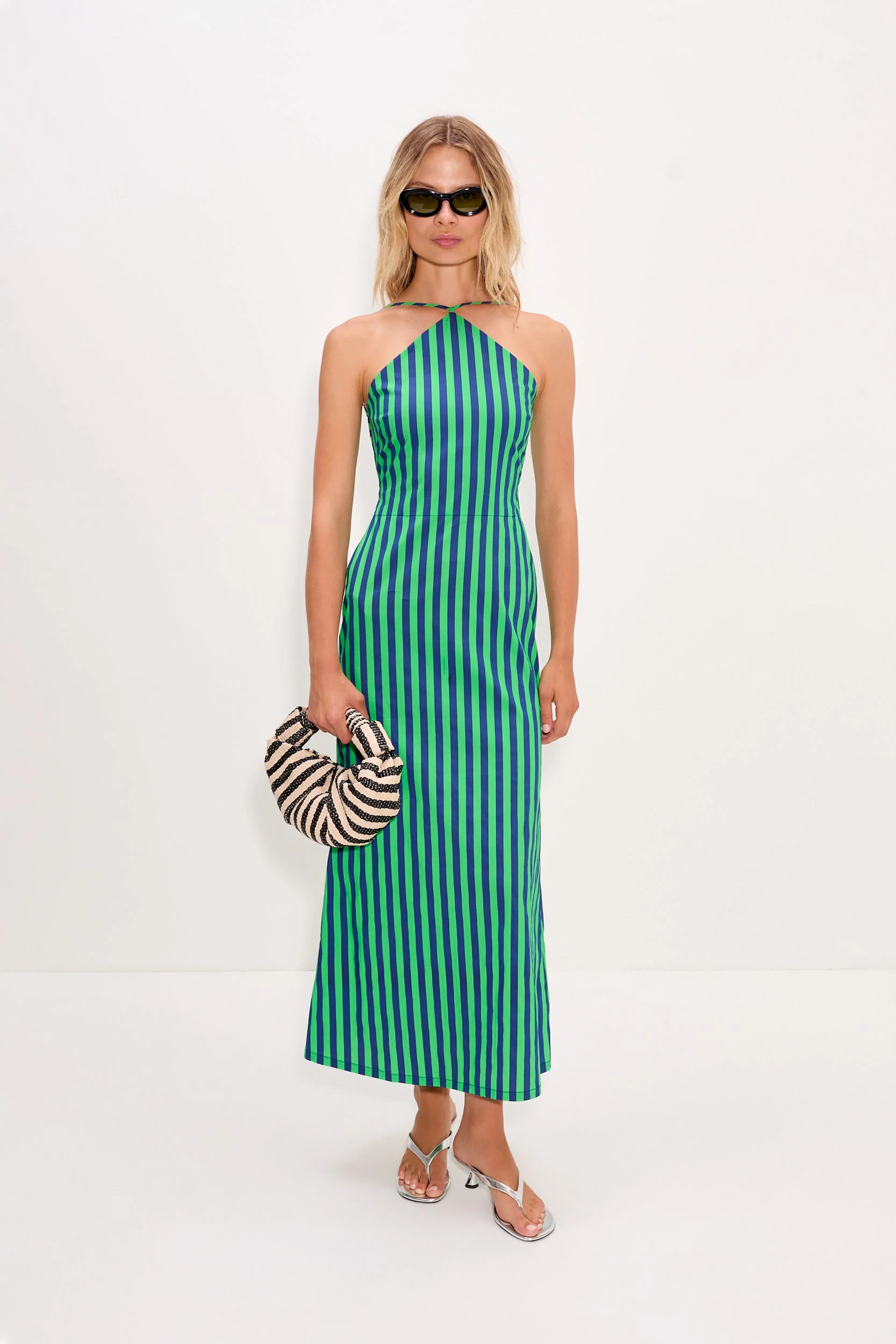 Simon Miller Kit Poplin Dress - Navy/Grass Green - Image 7
