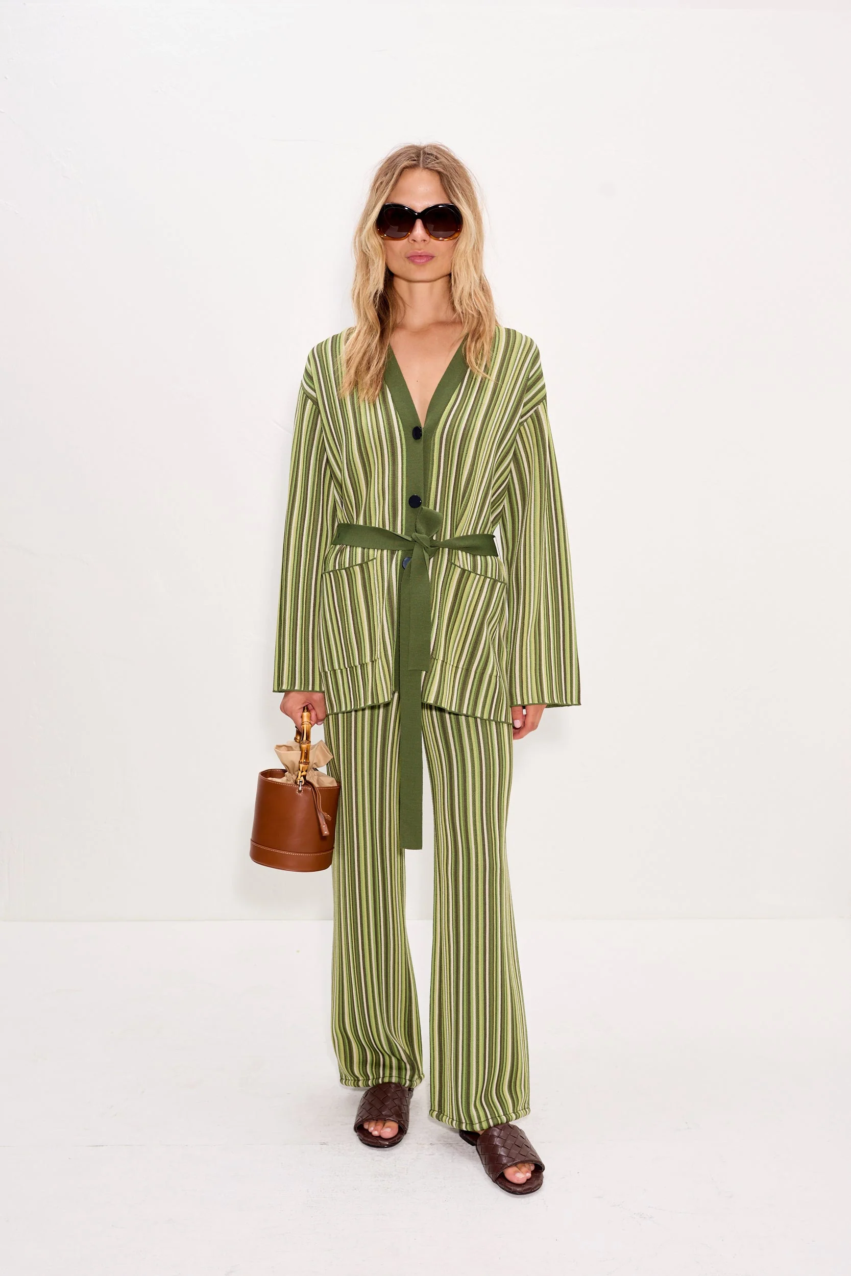 Simon Miller Max Belted Cardigan - Landscape Multi Stripe - Image 3