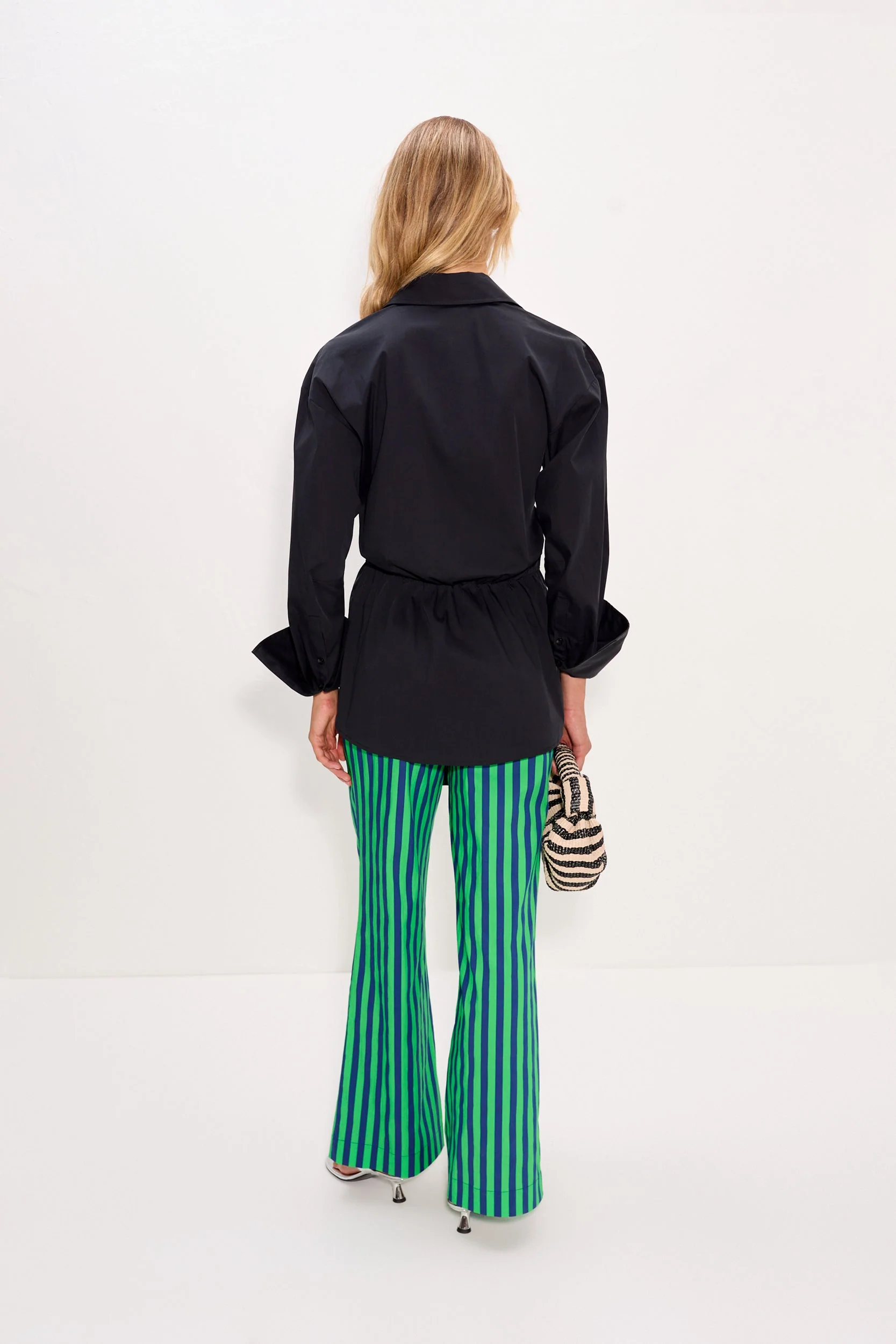 Simon Miller Pia Poplin Pant - Navy/Grass Green - Image 5