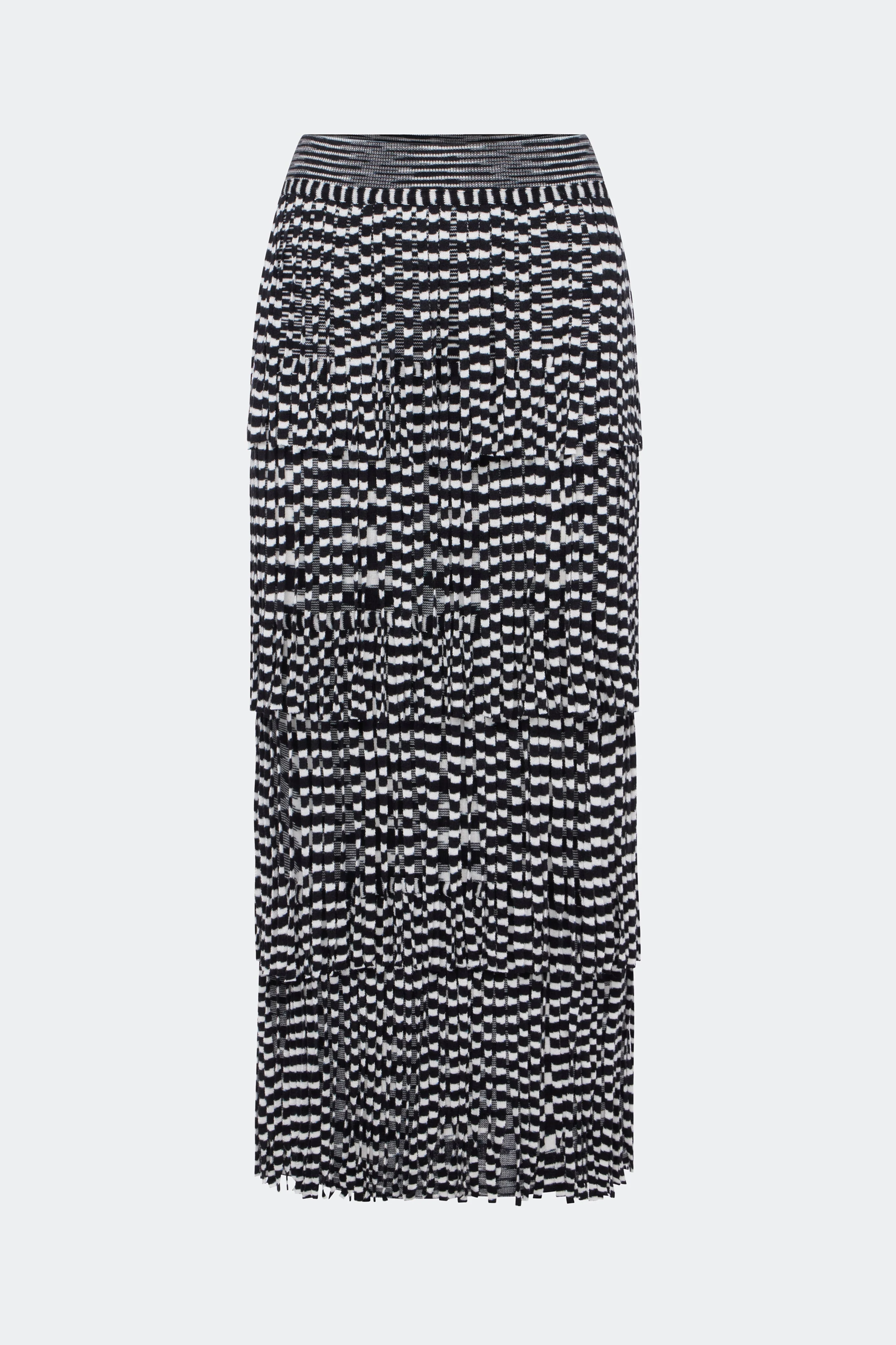 Simon Miller Za Za Knit Fringe Skirt - Black/White Space Dye - Image 2