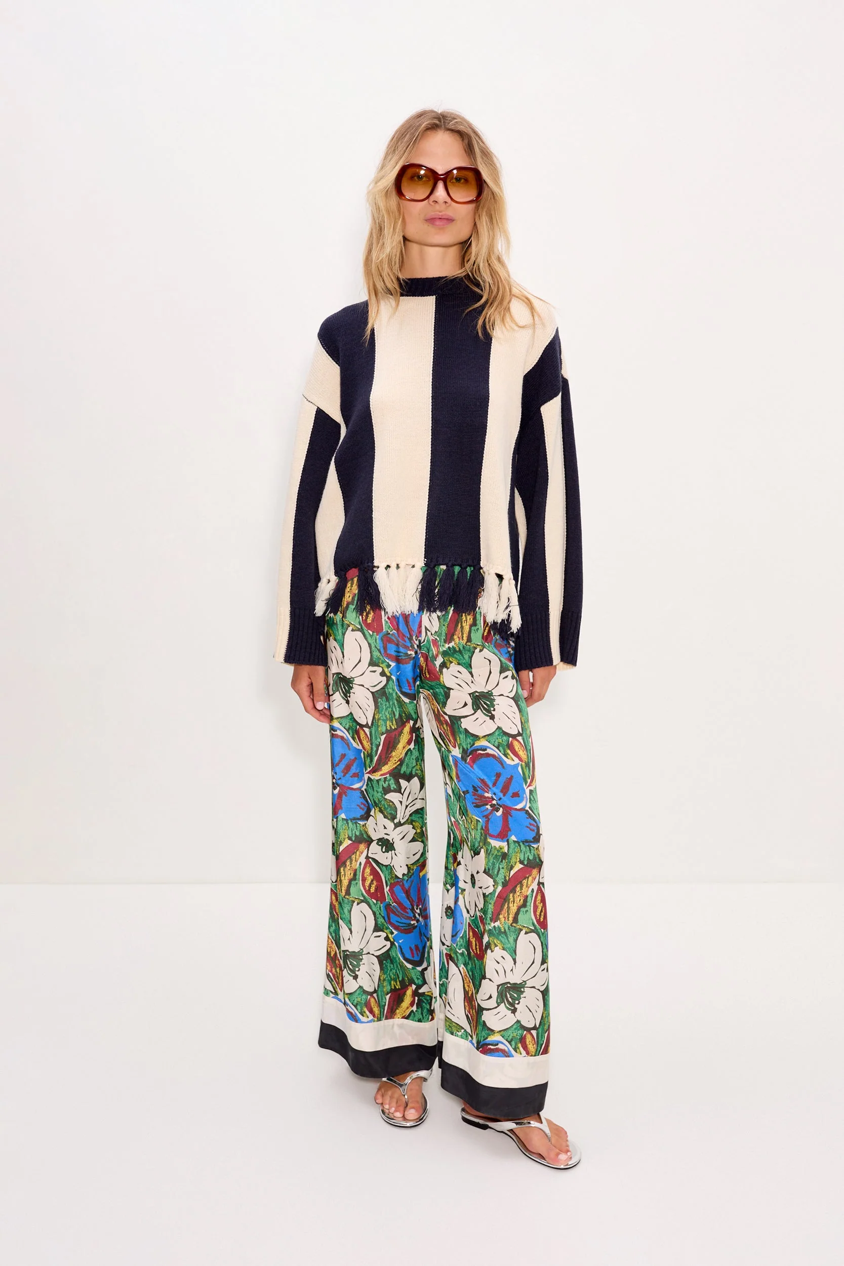 Simon Miller Faye Tassel Sweater - Navy/Cream - Image 2