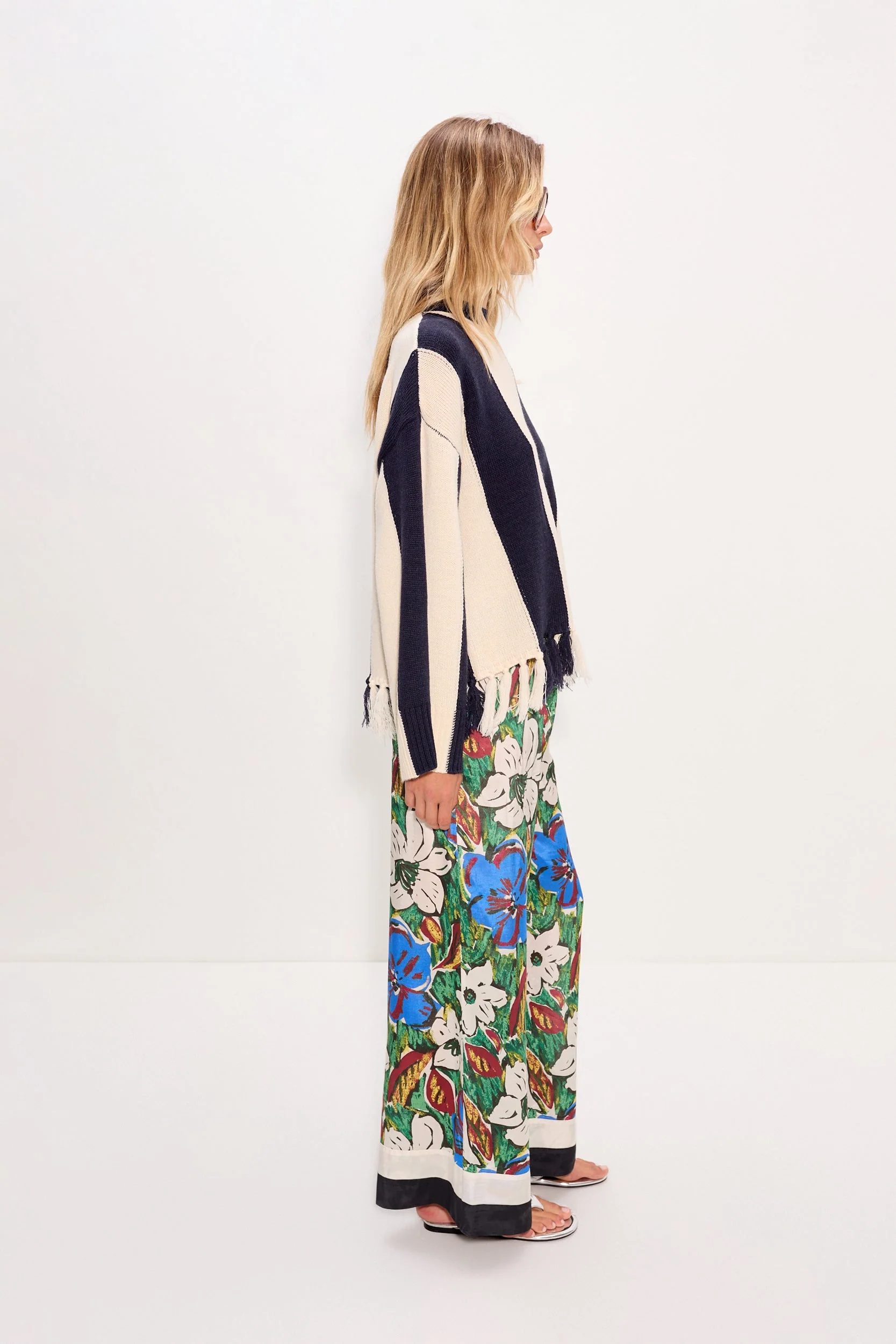 Simon Miller Faye Tassel Sweater - Navy/Cream - Image 3