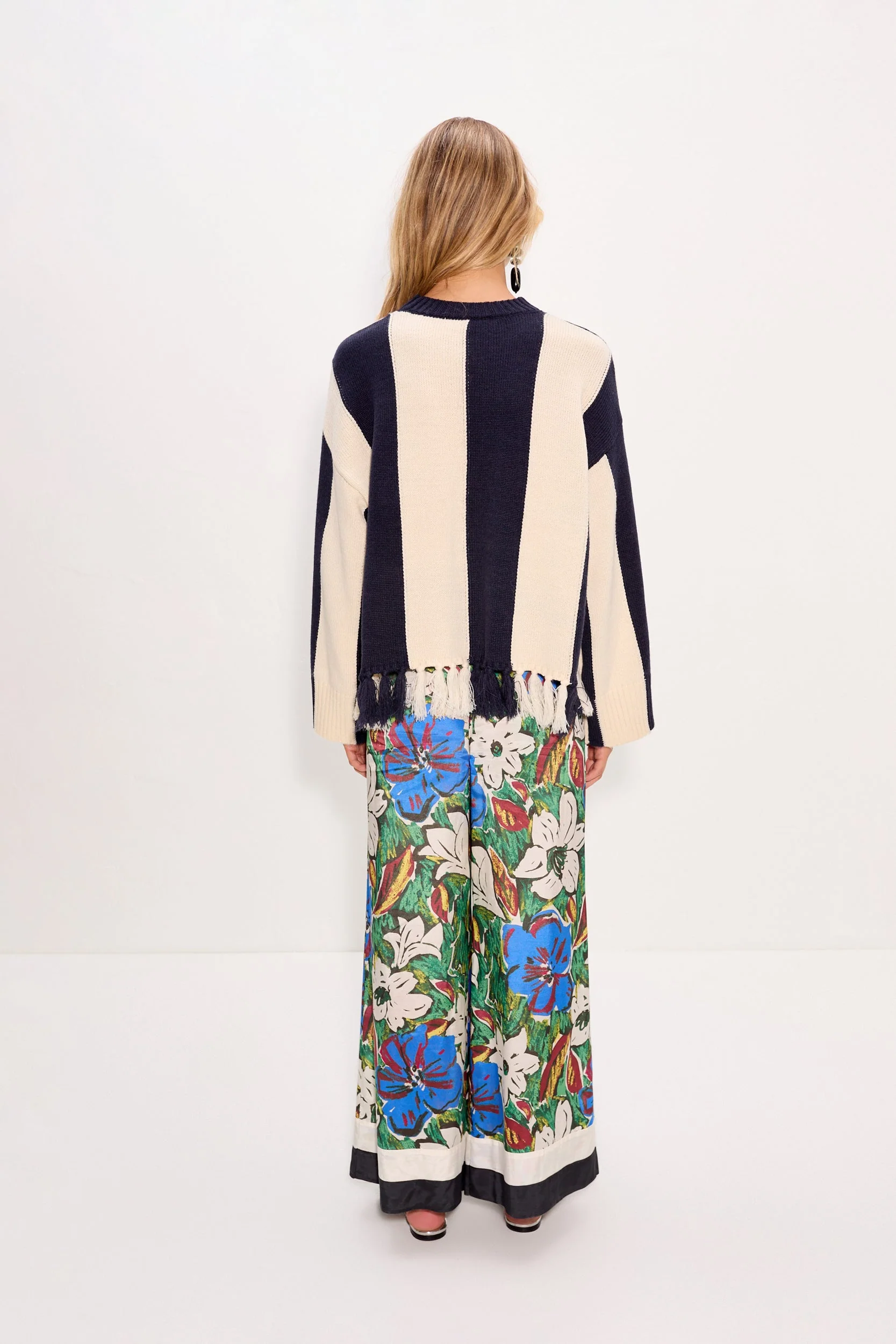 Simon Miller Faye Tassel Sweater - Navy/Cream - Image 4