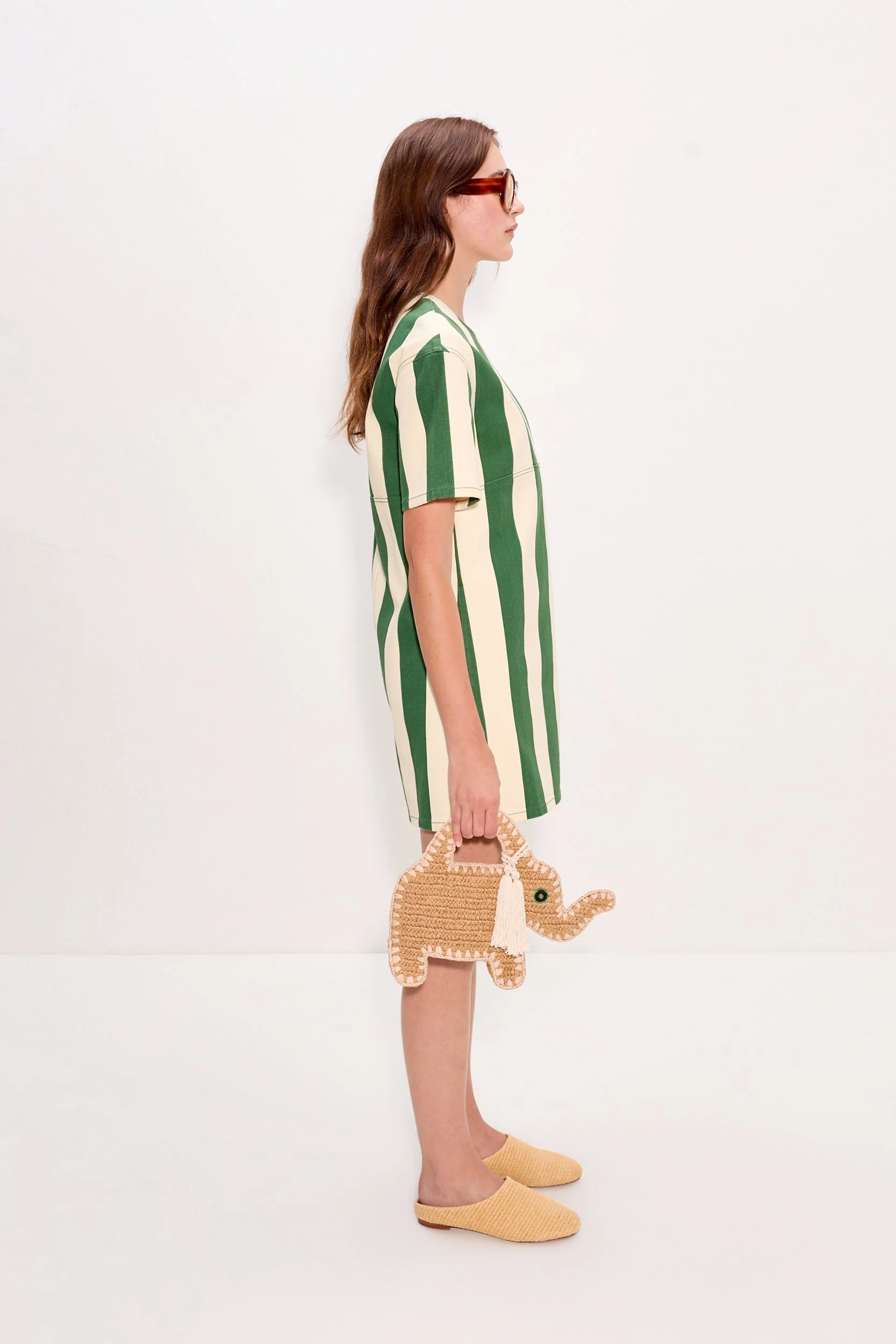 Simon Miller Sahara Short Sleeve Mini Dress - Gummy Green/Ecru - Image 3