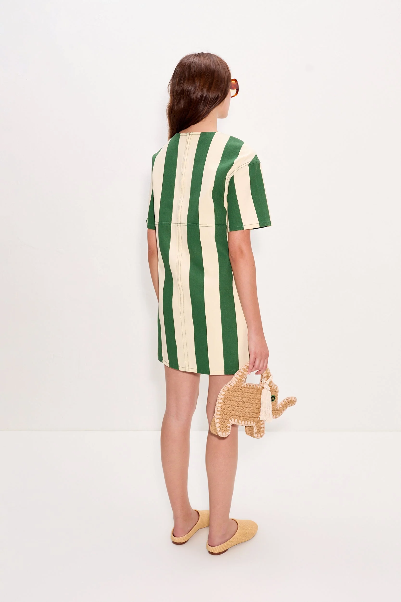 Simon Miller Sahara Short Sleeve Mini Dress - Gummy Green/Ecru - Image 4
