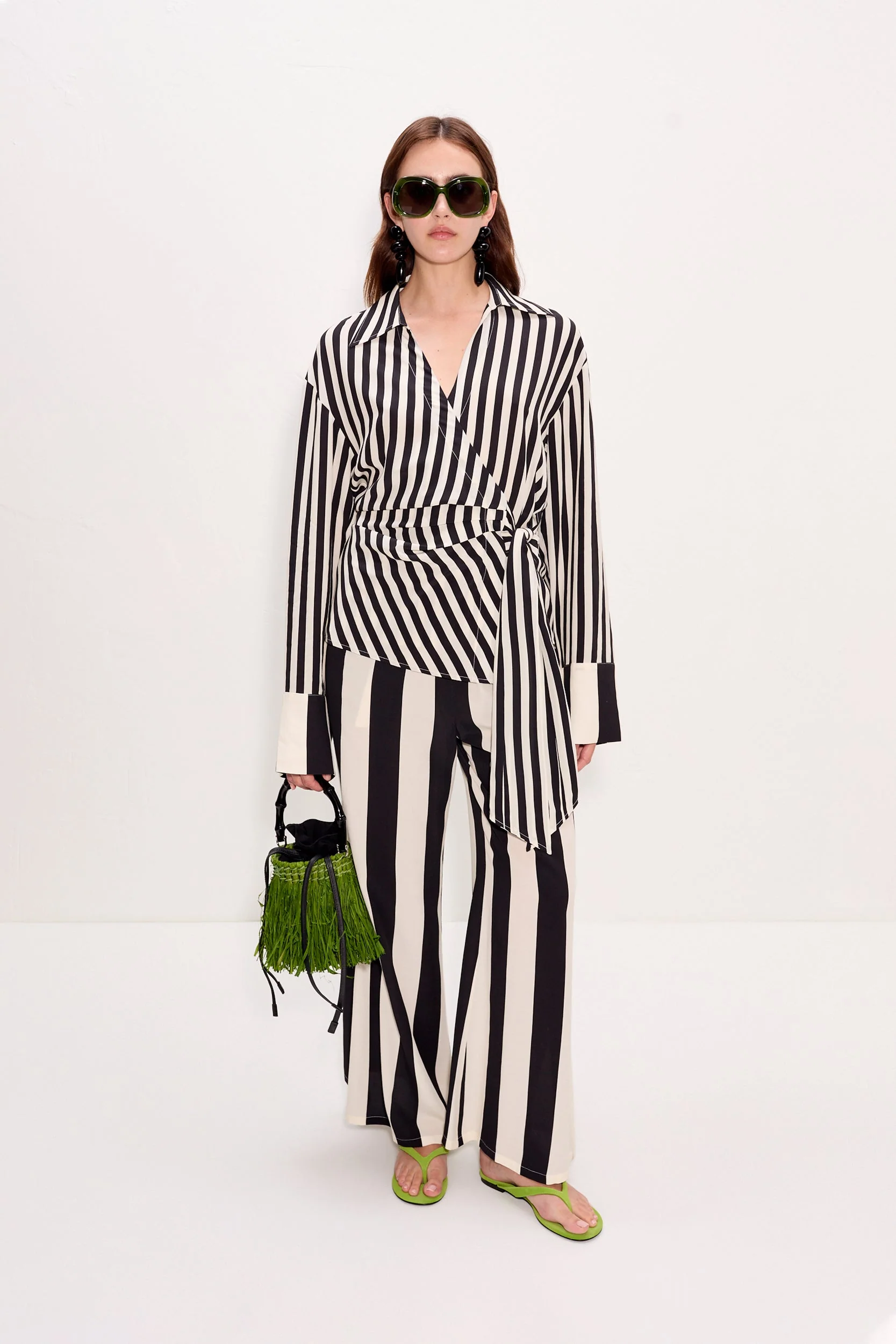 Simon Miller Vietta Crepe Top - Black/White Stripe - Image 5