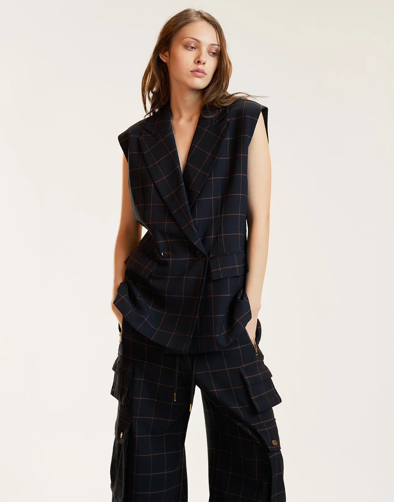 Cynthia Rowley Gilded Grid Vest - BLKWDP - Image 5