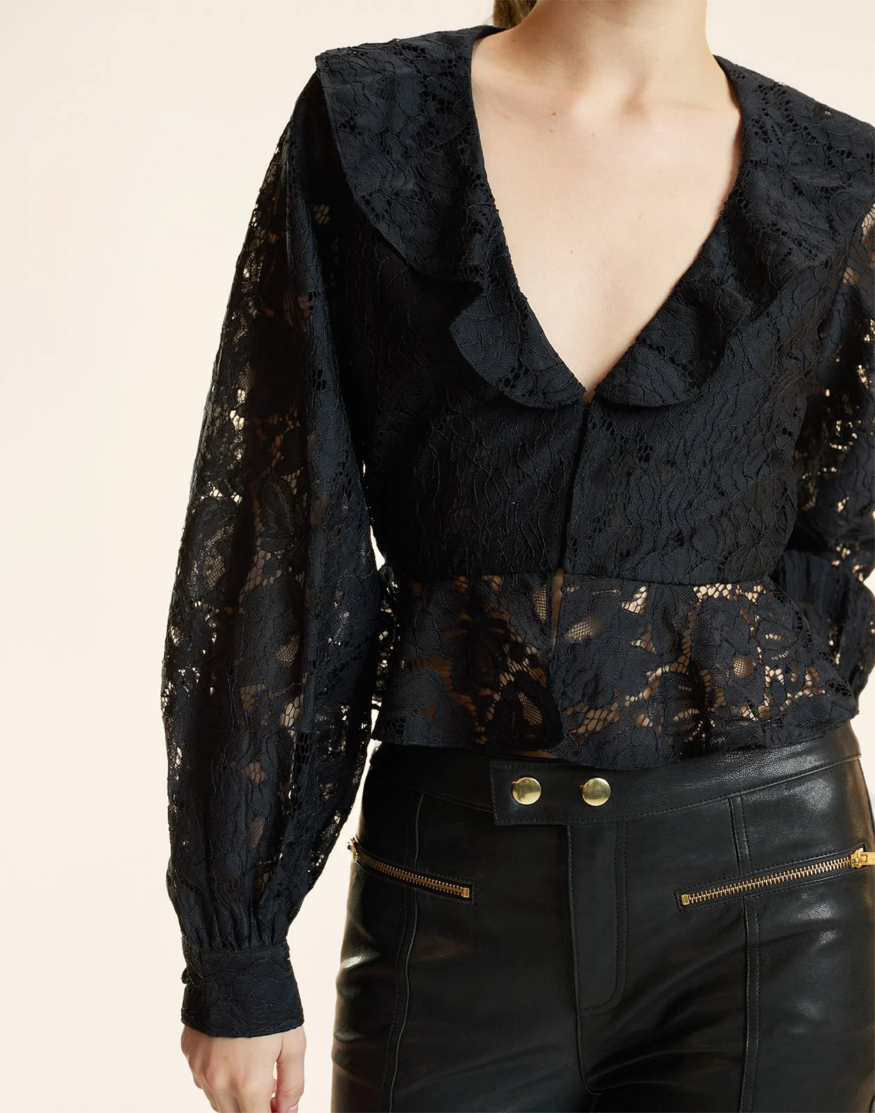 Cynthia Rowley Verona Lace Blouse - Black - Image 2