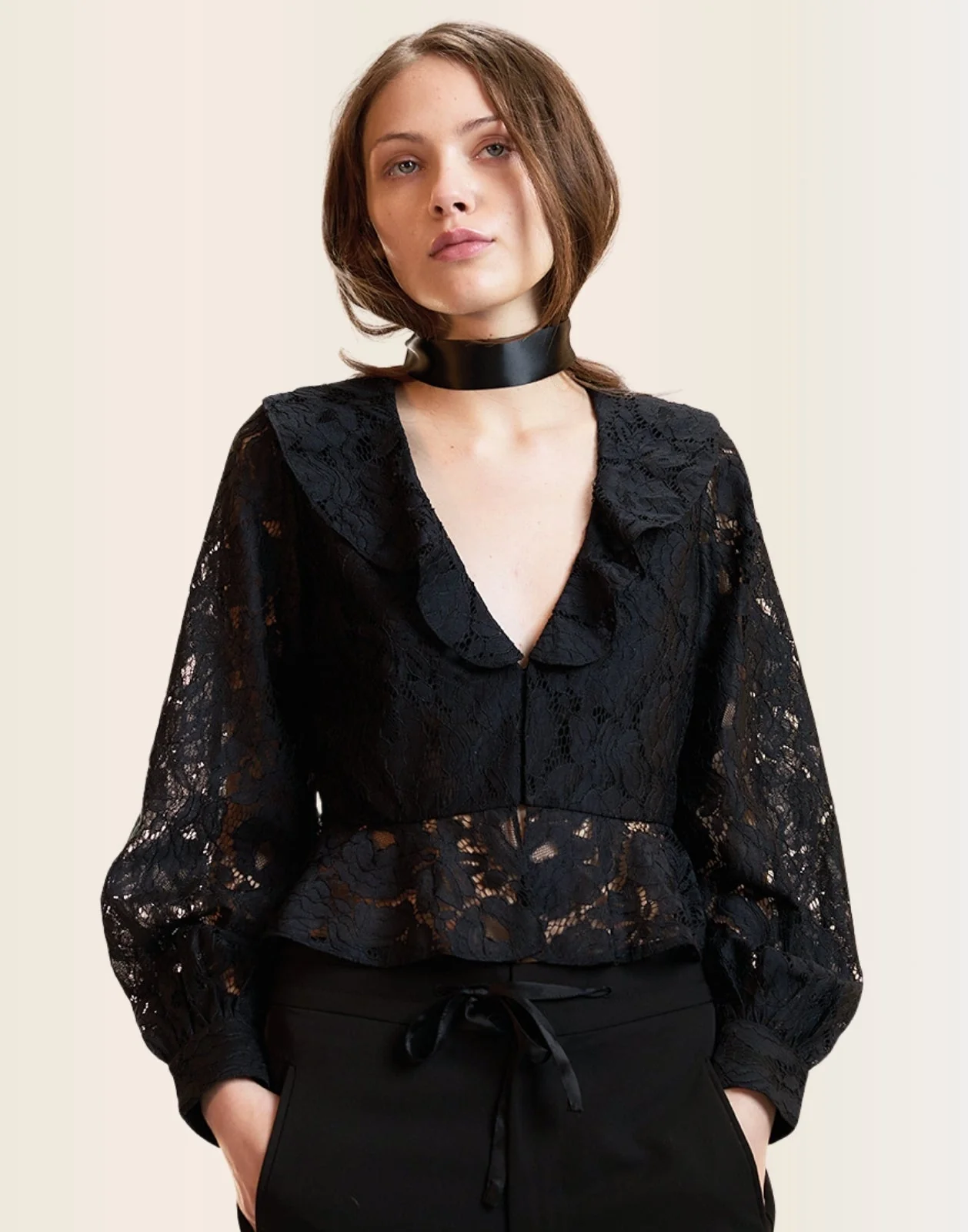 Cynthia Rowley Verona Lace Blouse - Black - Image 5