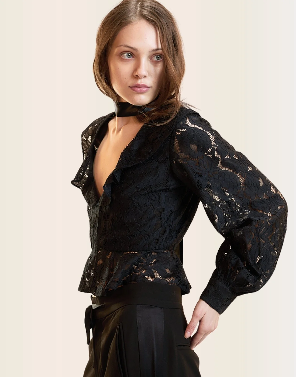 Cynthia Rowley Verona Lace Blouse - Black - Image 6