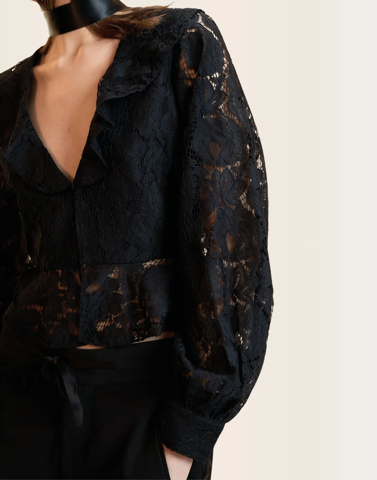Cynthia Rowley Verona Lace Blouse - Black - Image 7