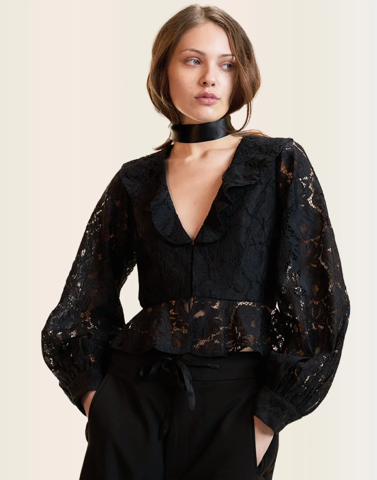 Cynthia Rowley Verona Lace Blouse - Black - Image 8