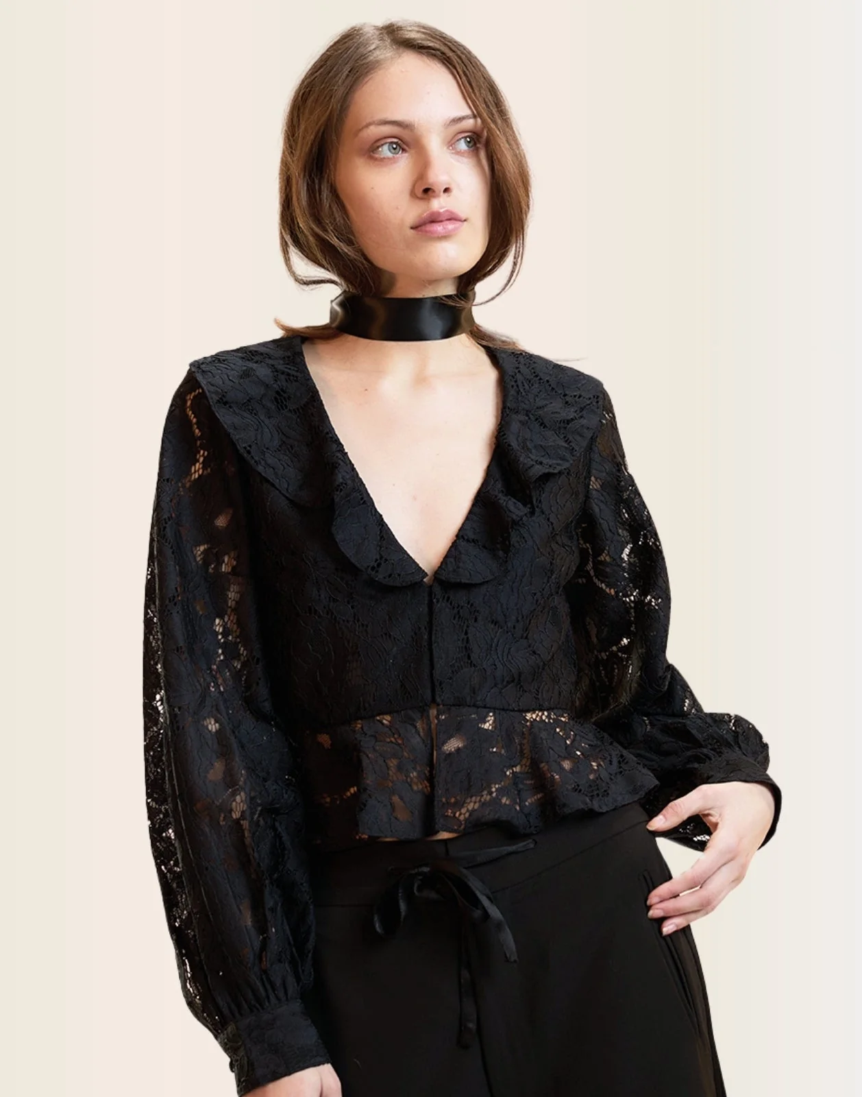 Cynthia Rowley Verona Lace Blouse - Black - Image 9