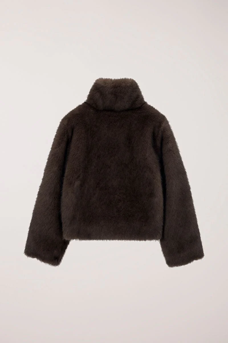 Dunst Vegan Fur Cropped Jacket - Brown - Image 15
