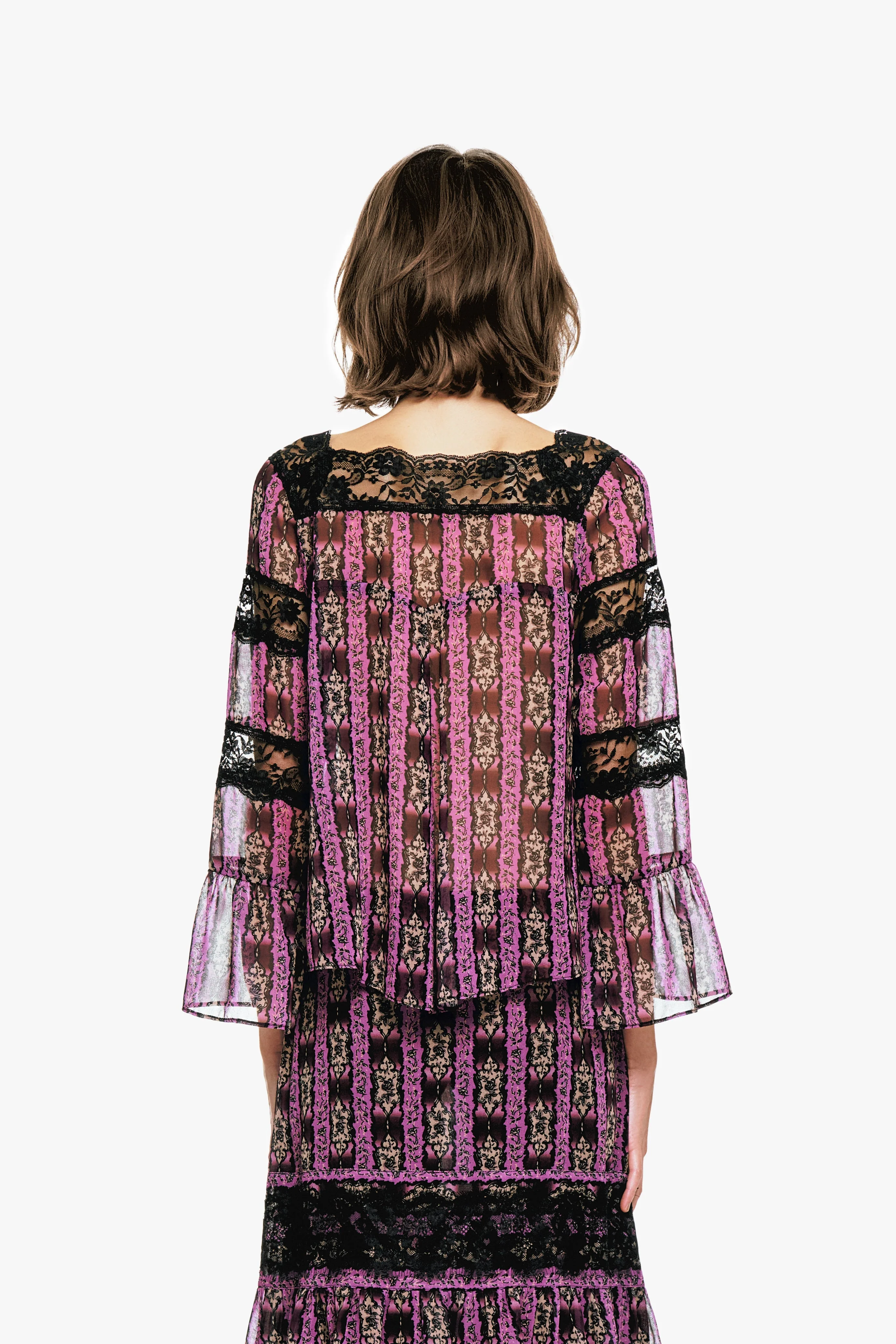 Anna Sui Cameo Stripe Print Tie Blouse - Image 5