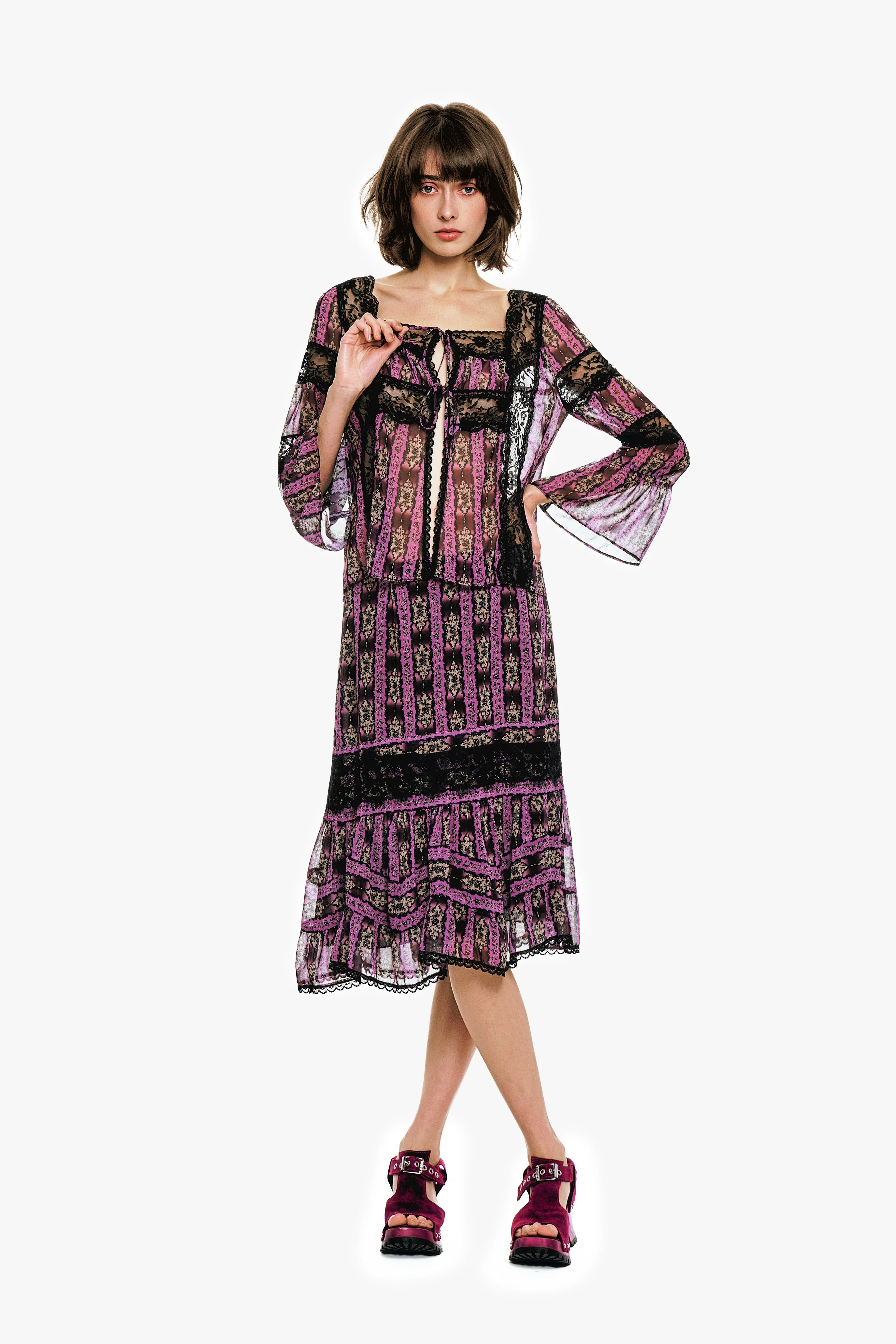 Anna Sui Cameo Stripe Print Tie Blouse - Image 6