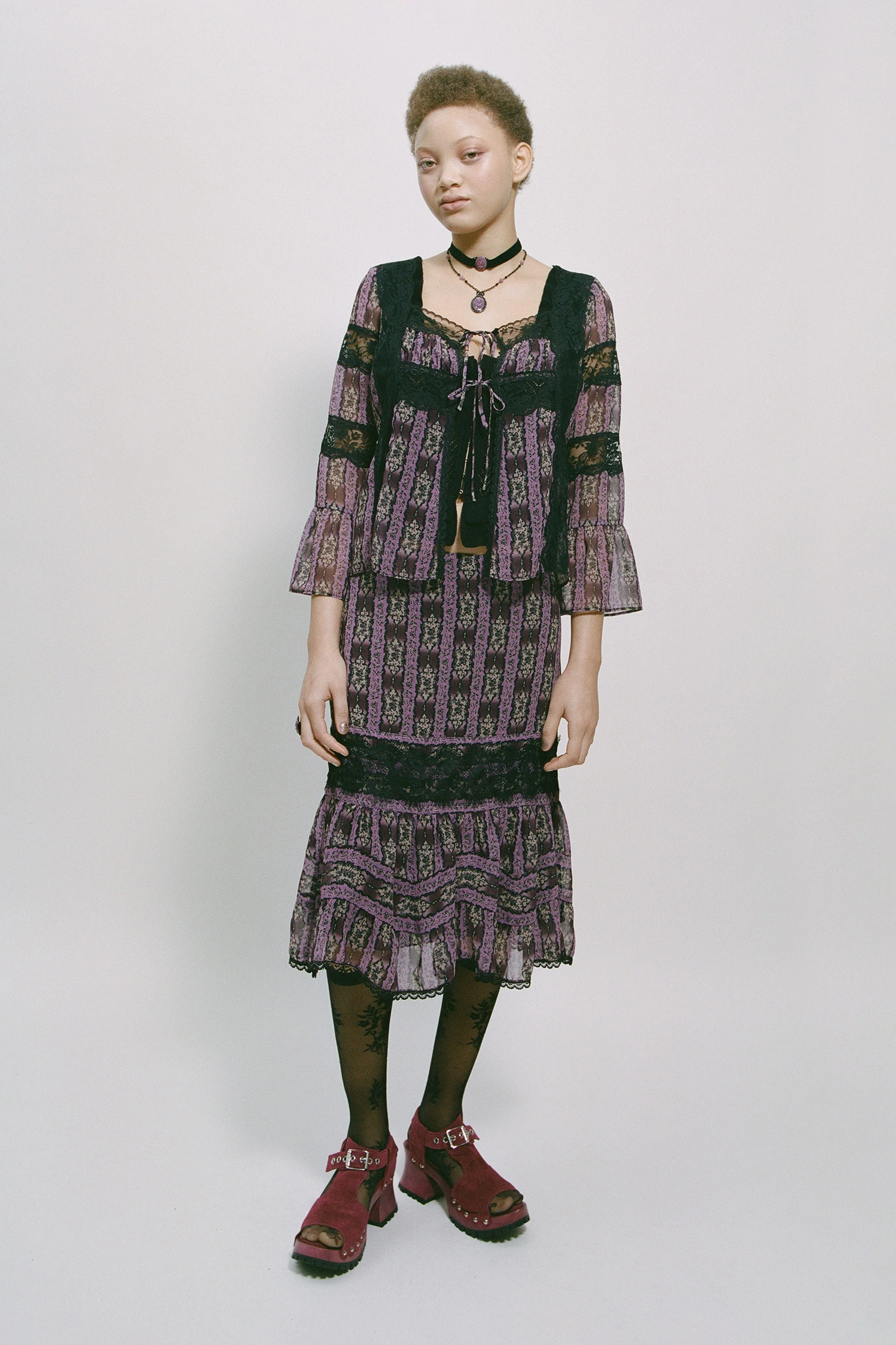 Anna Sui Cameo Stripe Print Tie Blouse - Image 8