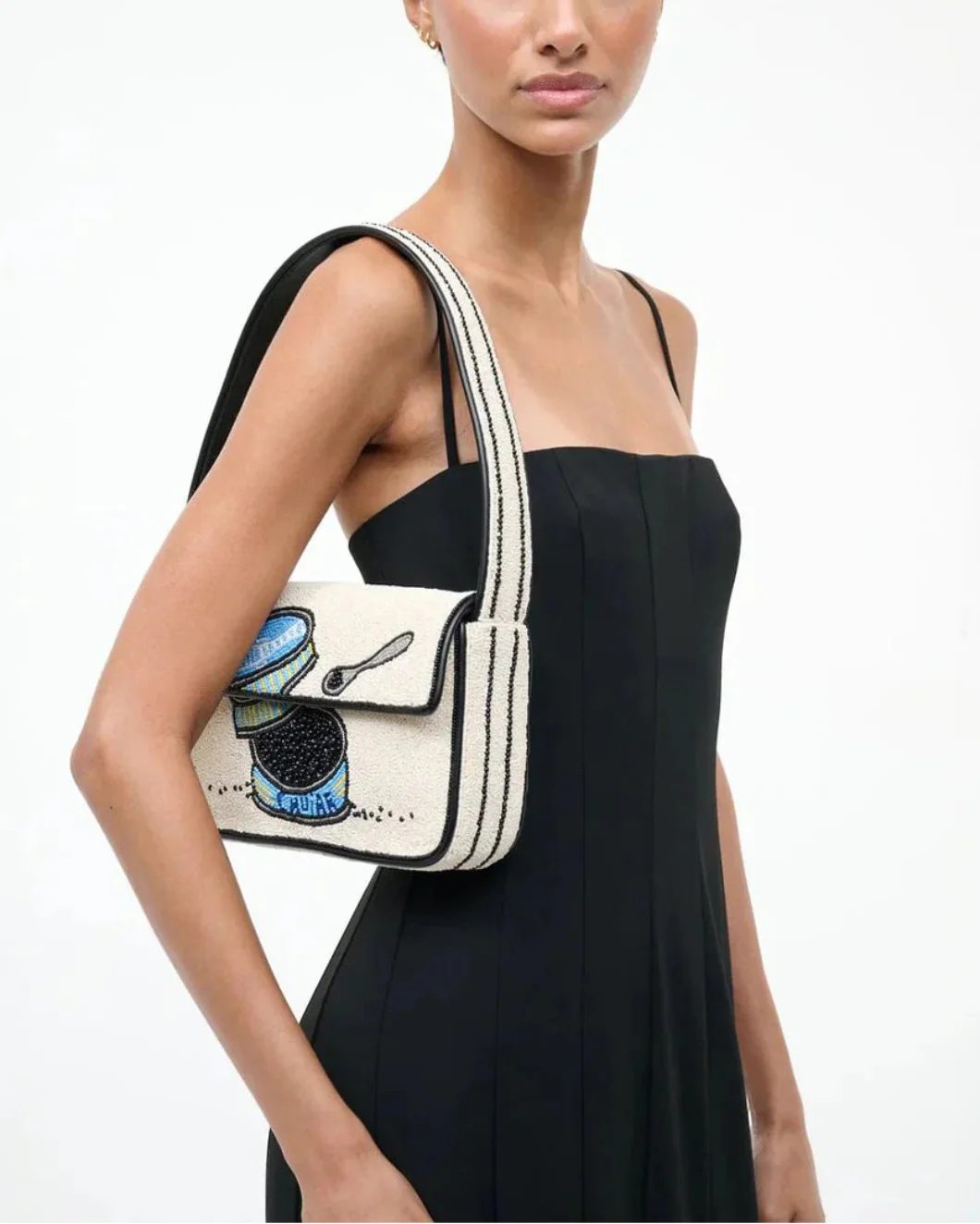 Staud Tommy Beaded Bag Caviar Dreams - Cream - Image 2