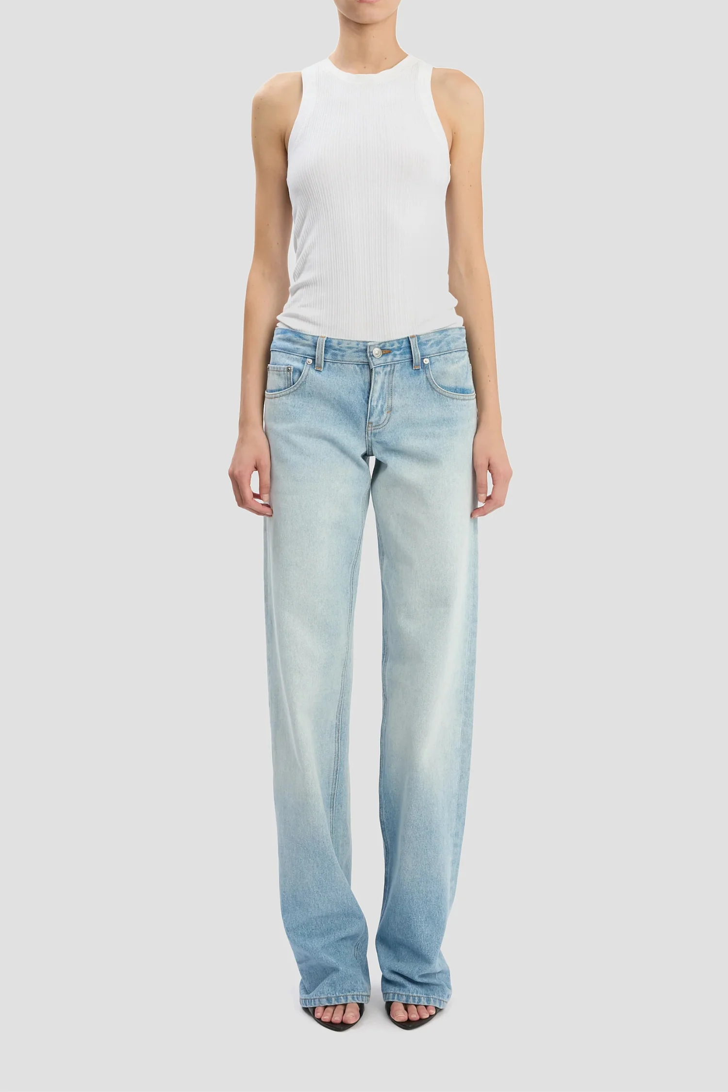 Victoria Beckham Harper Mid Rise Zip Fly Jean - Heritage Blue - Image 2