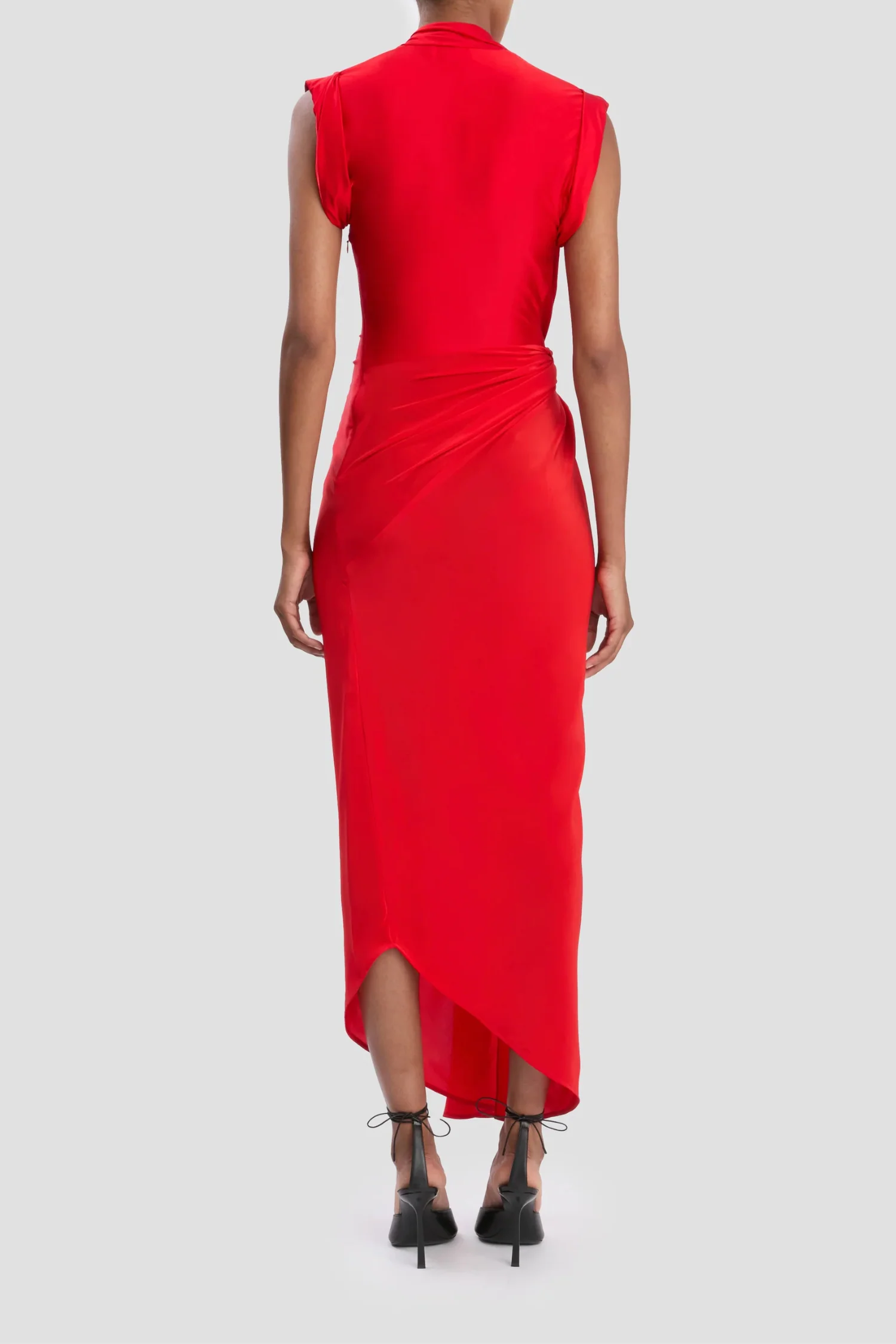 Victoria Beckham Twist Detail CDC Dress - Red - Image 4