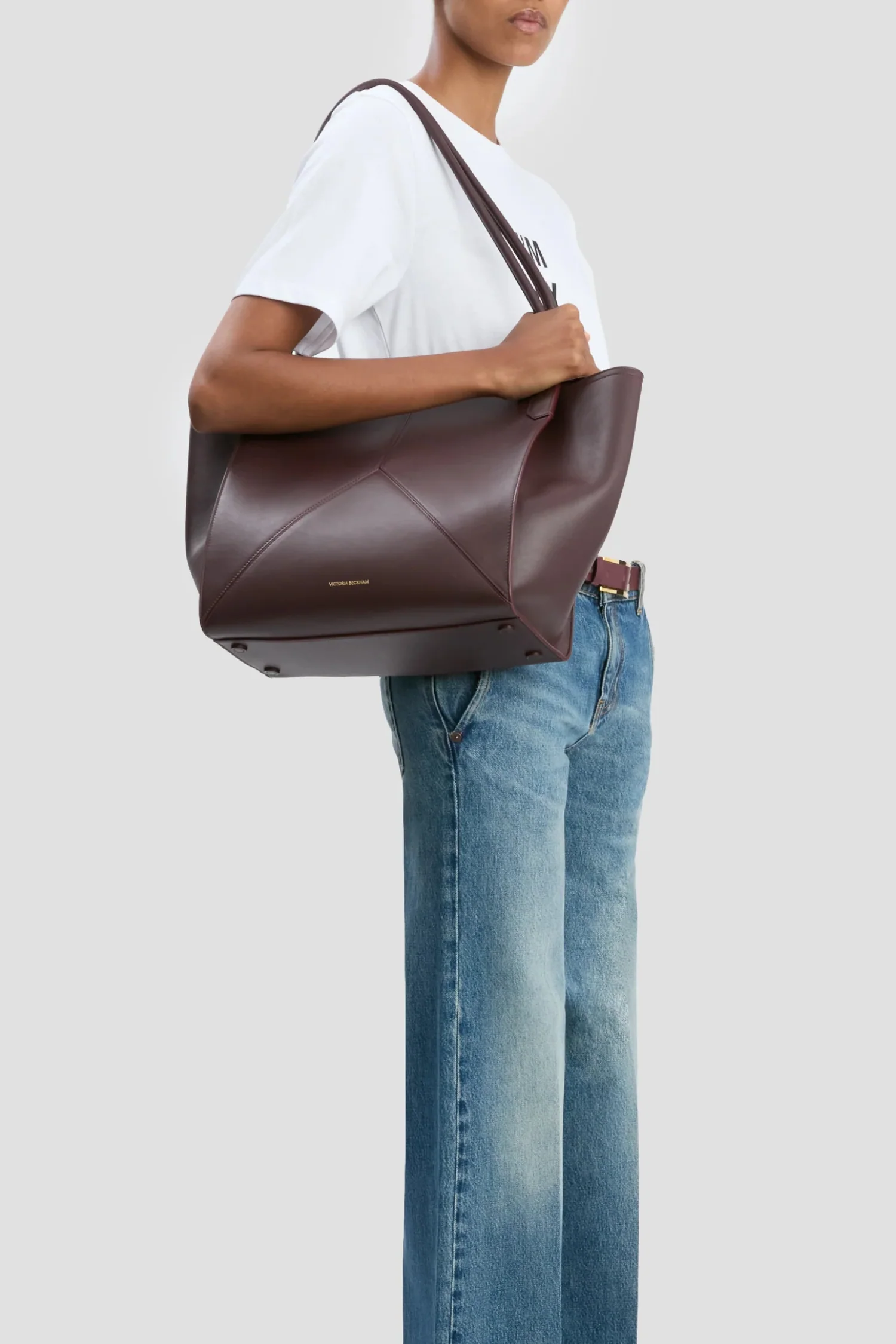 Victoria Beckham Small Victoria Soft Calf Leather Tote - Burgundy - Image 2