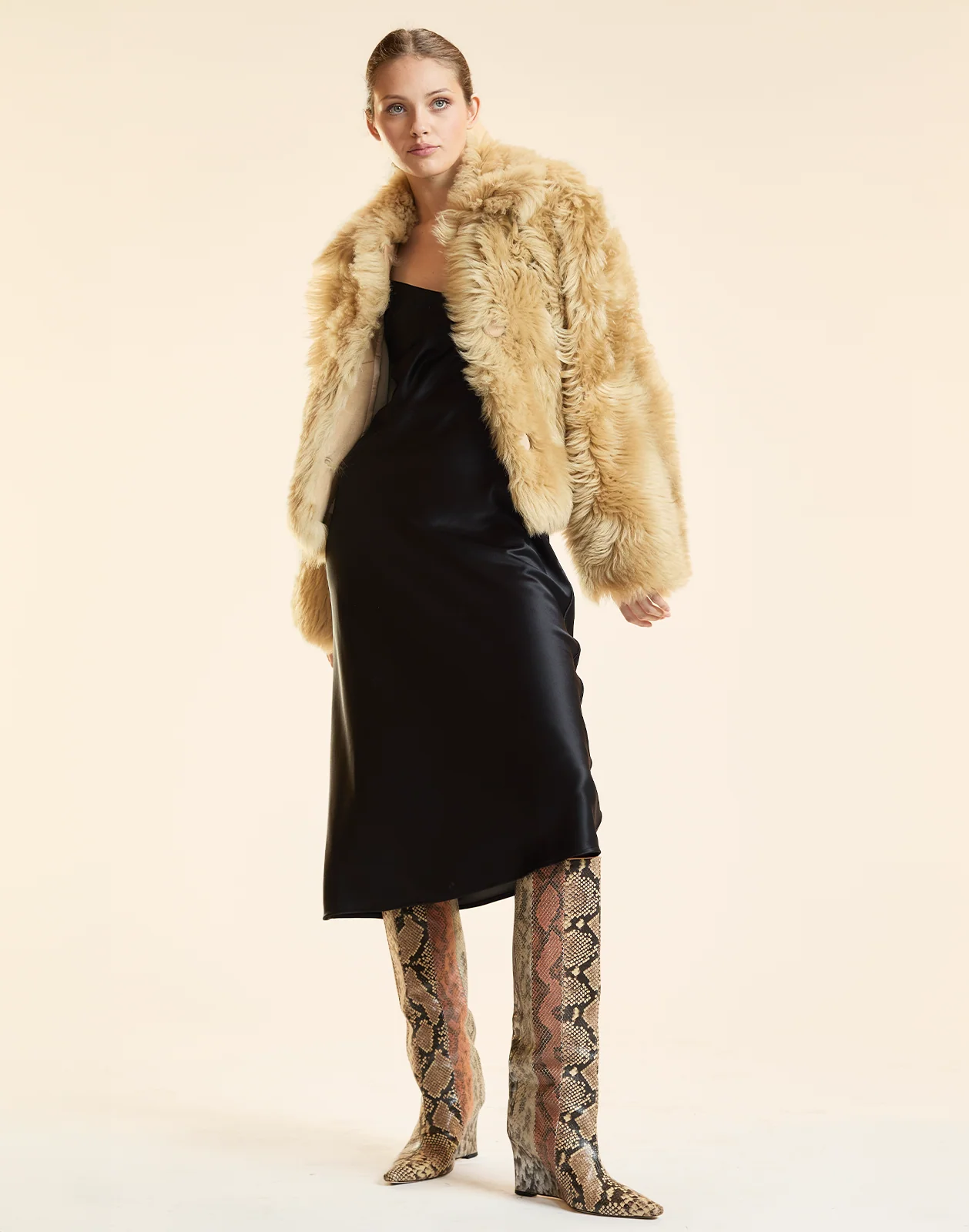 Cynthia Rowley Shearling Cropped Jacket - Caramel - Image 2