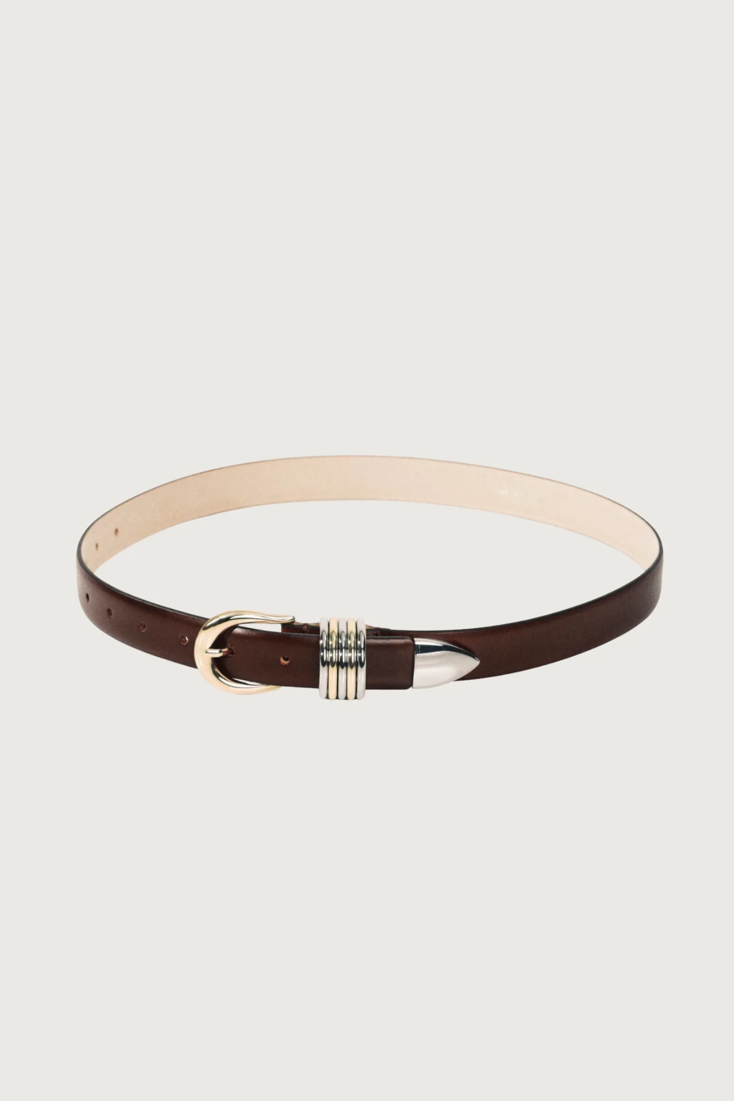 Dehanche Hollyhock Mixed Metal Belt - Brown/Silver/Gold