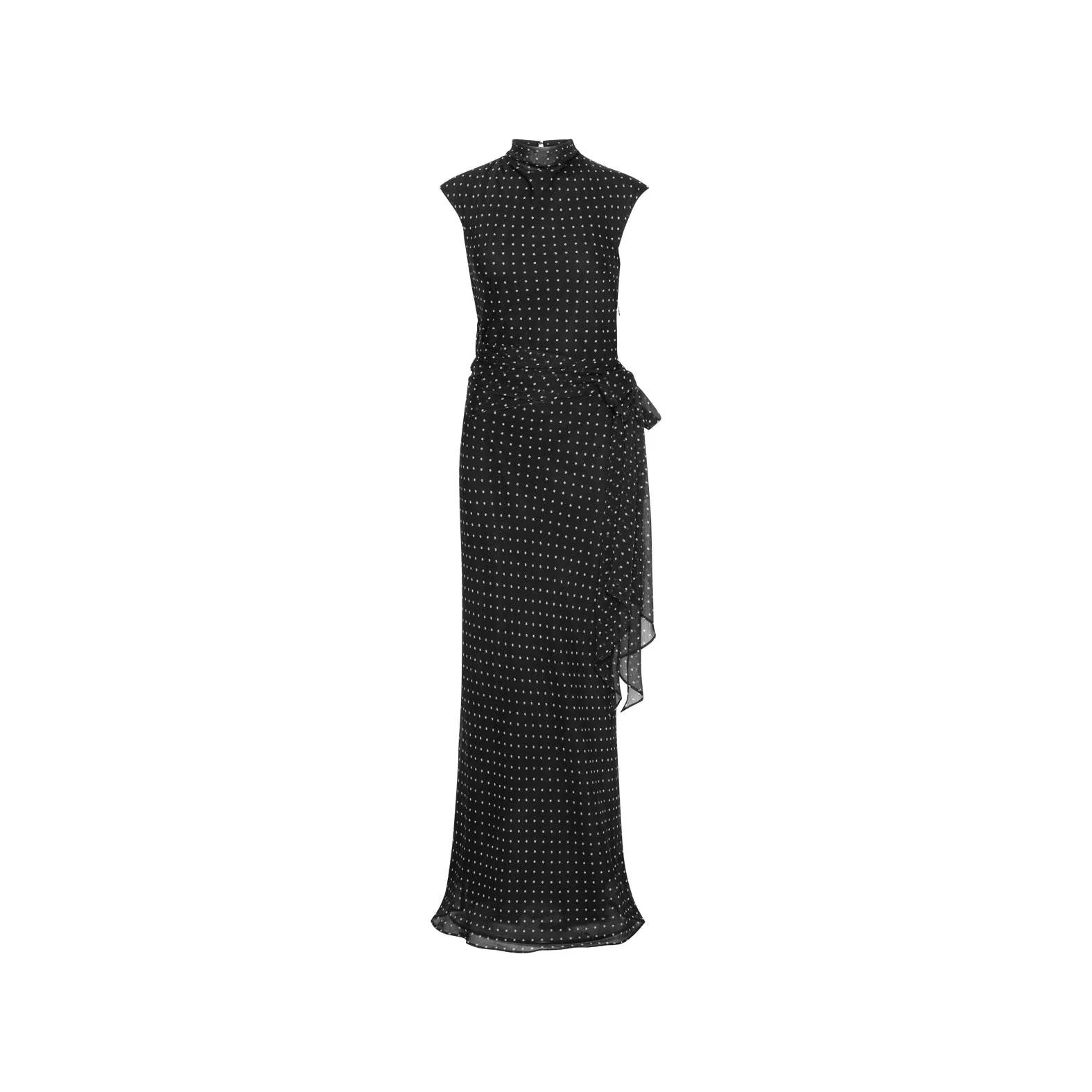 ROTATE Birger Christensen Estrid Long Tie Dress - Black Combo - Image 4