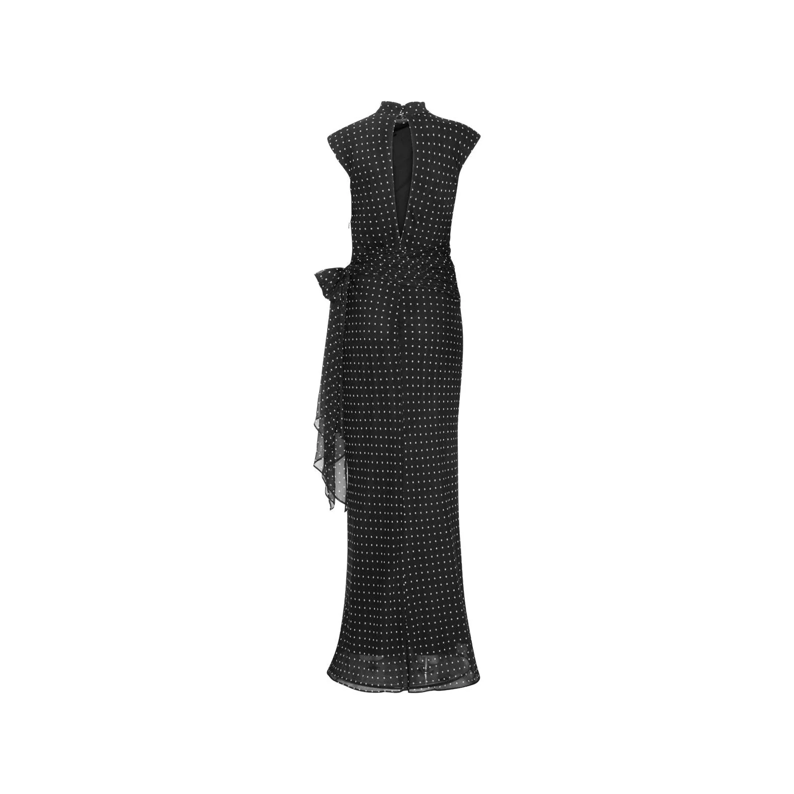 ROTATE Birger Christensen Estrid Long Tie Dress - Black Combo - Image 5